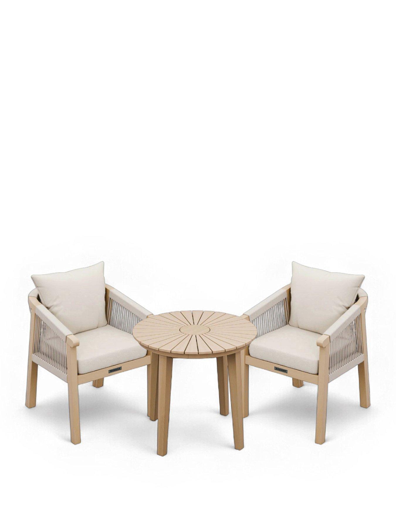 Image 2 of 7 of Royalcraft Roma Round Sunray Bistro Table With 2 Roma Dining Chairs