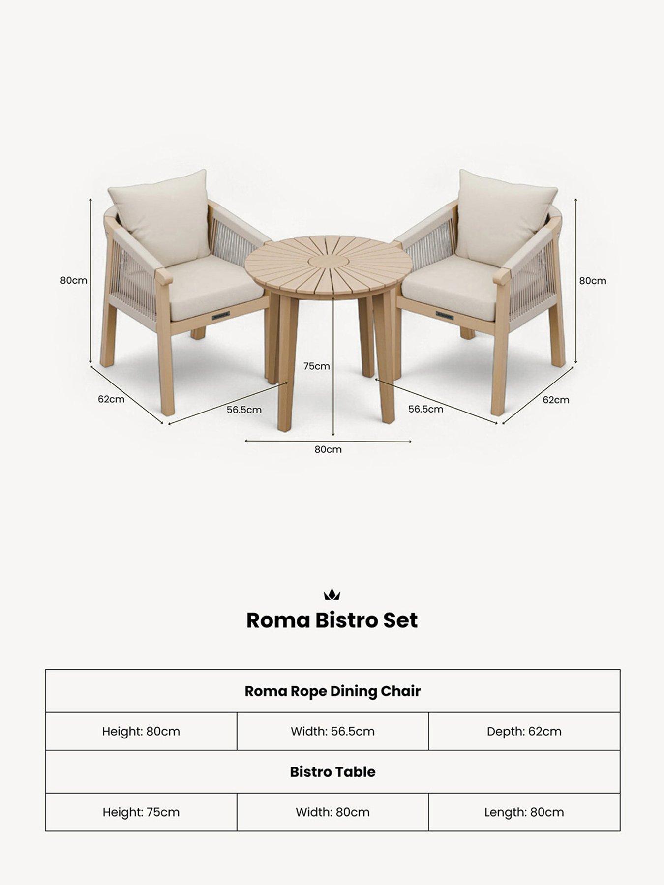Image 6 of 7 of Royalcraft Roma Round Sunray Bistro Table With 2 Roma Dining Chairs