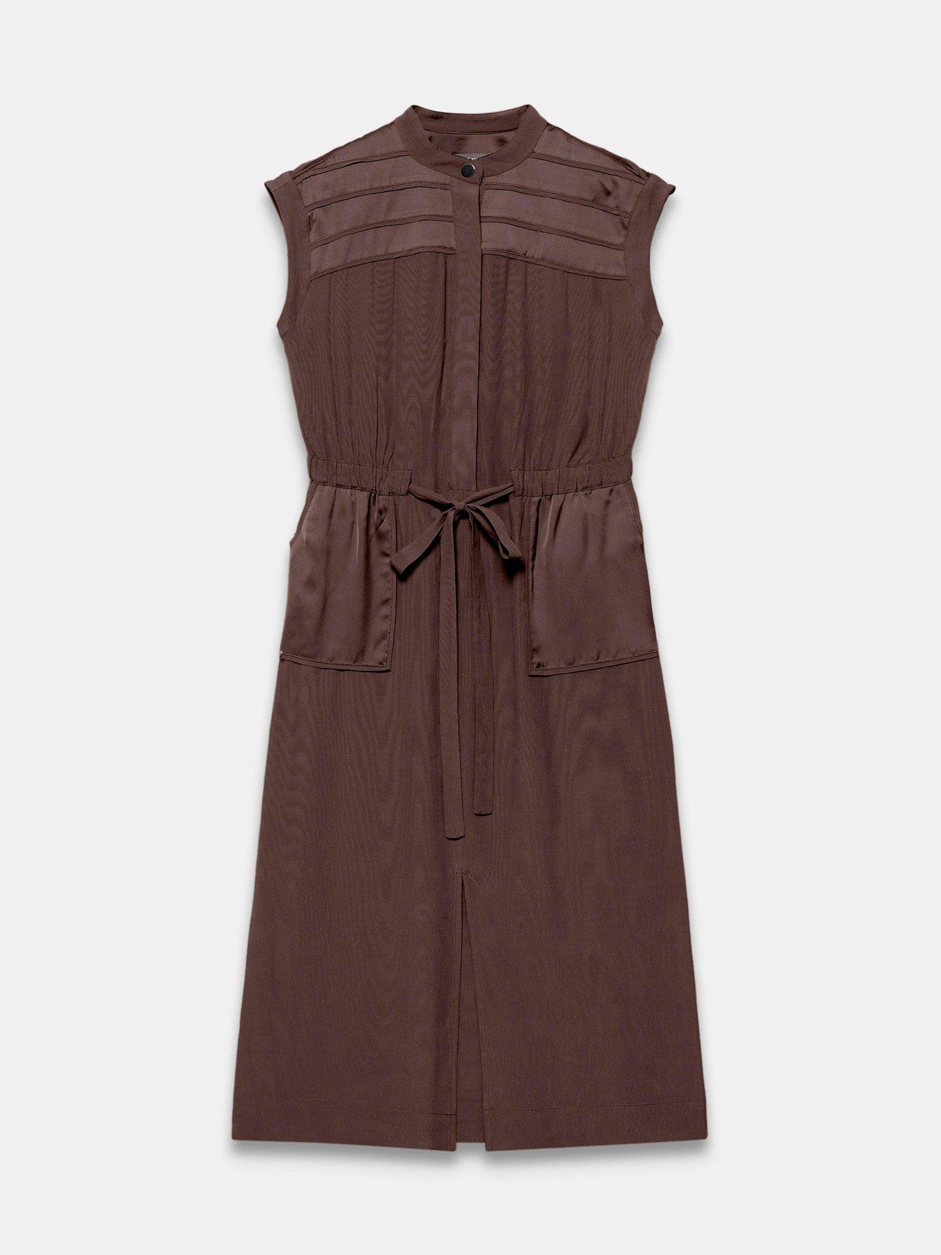 Image 5 of 6 of Mint Velvet Chocolate Utility Shirt Dress - Brown