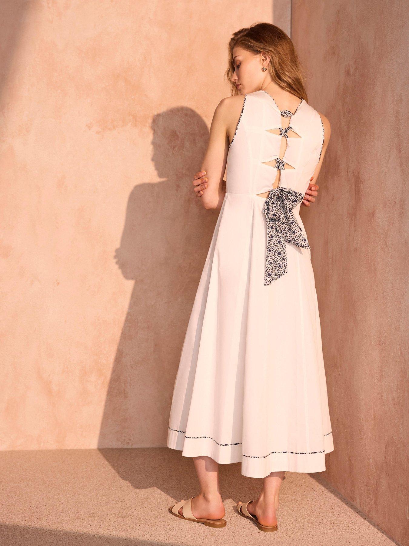 Mint Velvet Tie Back Linen Maxi Dress - White | Very