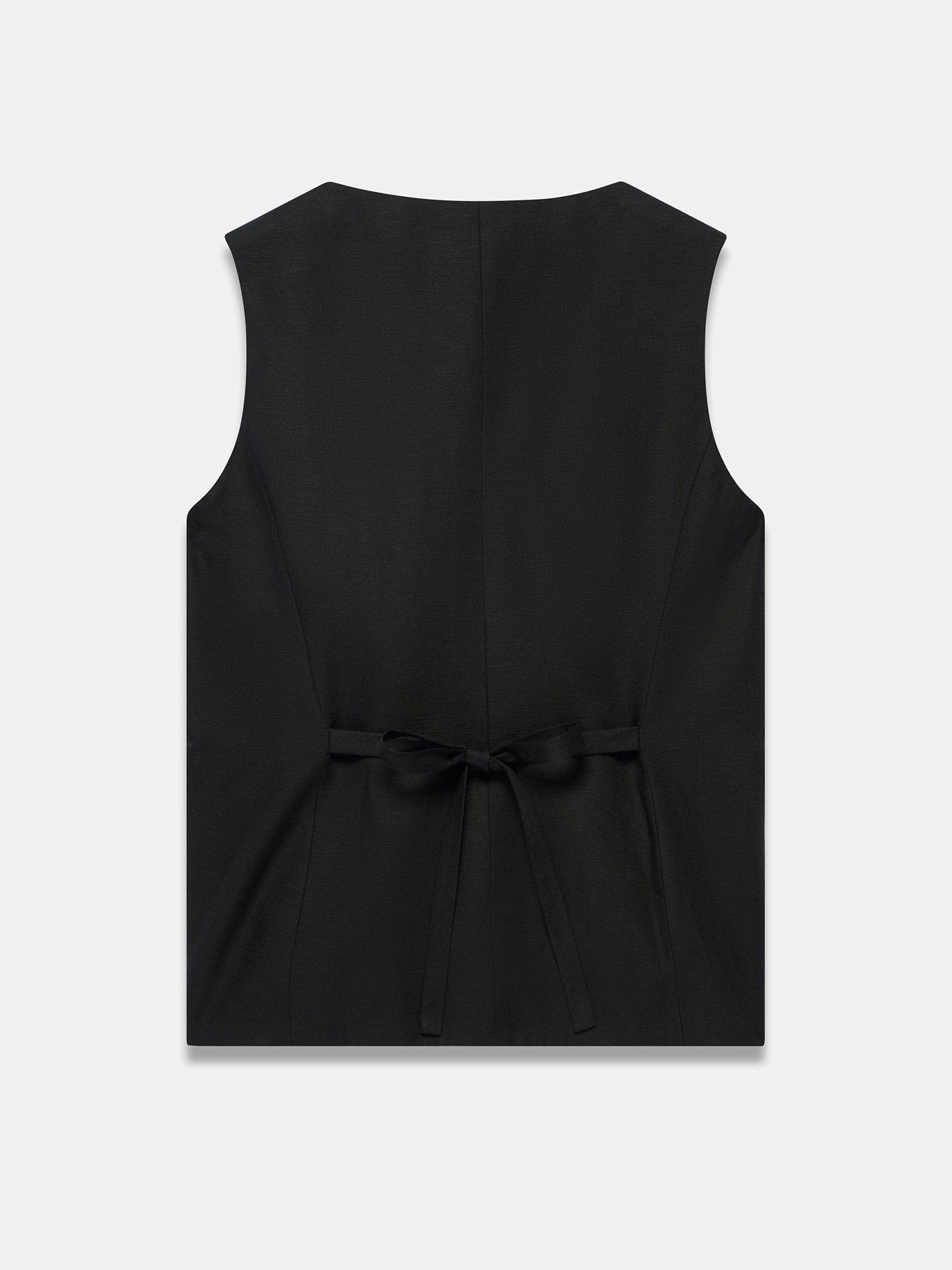 Image 6 of 6 of Mint Velvet Button Linen Waistcoat - Black