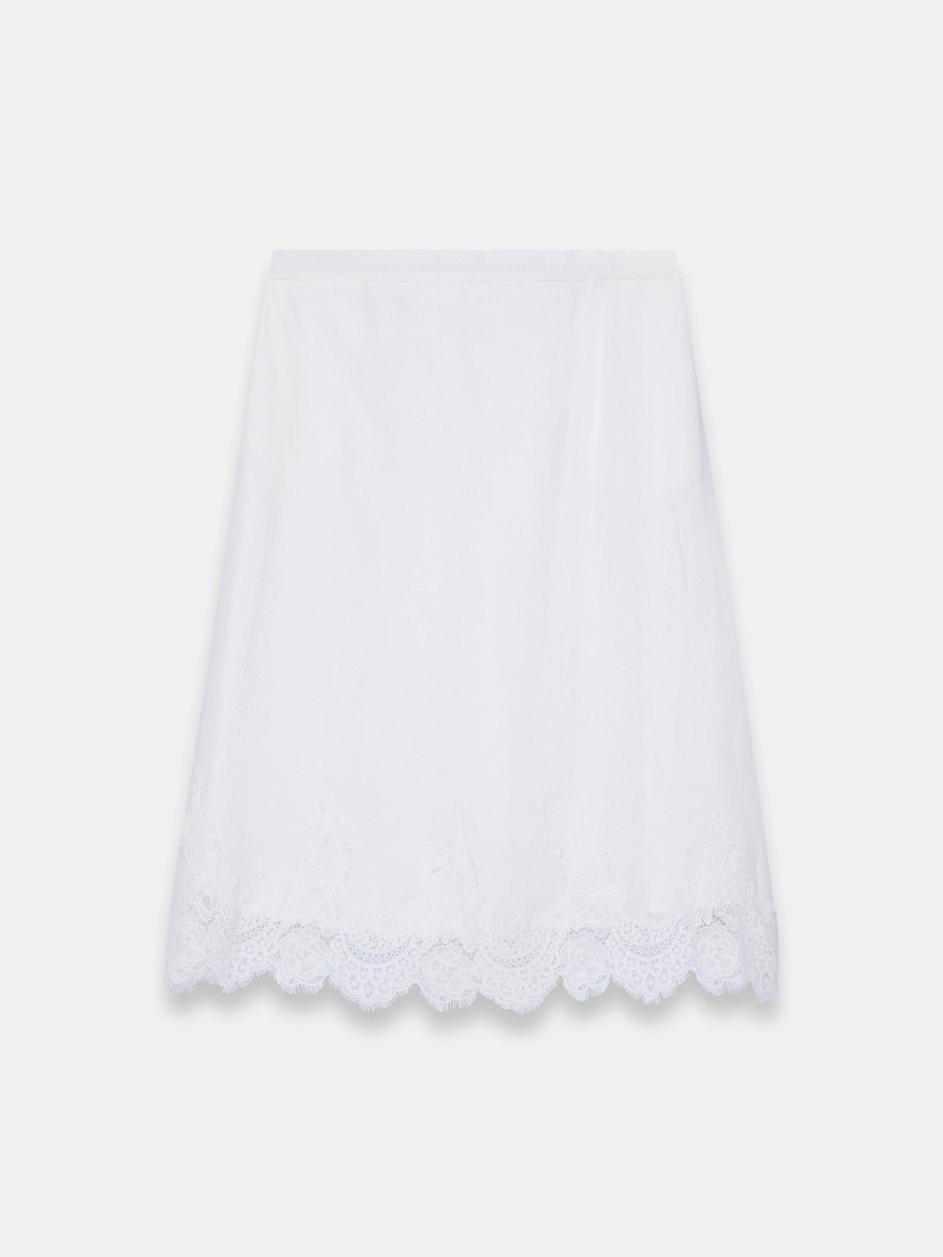 Image 5 of 6 of Mint Velvet Ivory Lace Trim Skirt - White