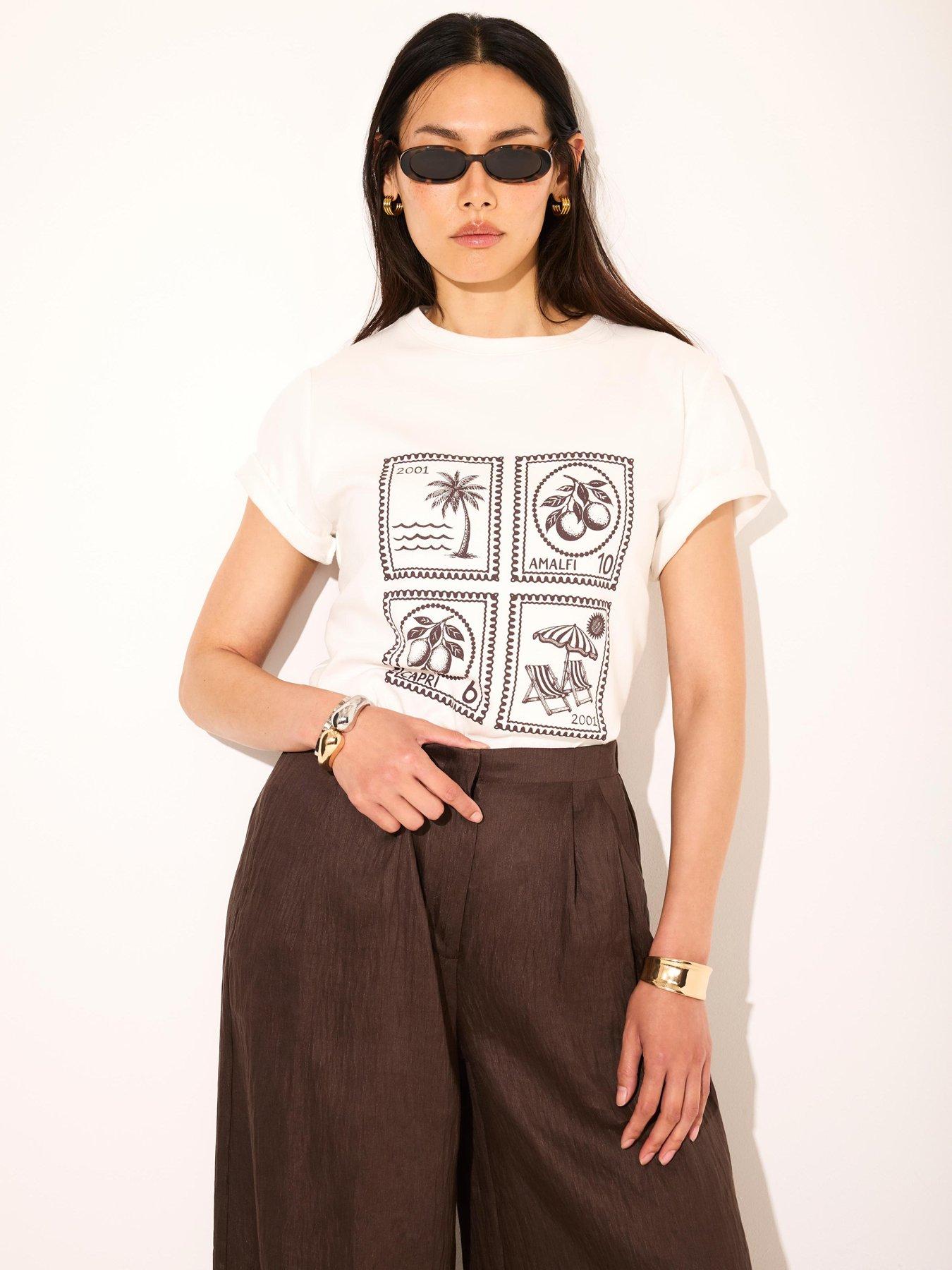 Mint Velvet Ivory Stamp Graphic T-shirt