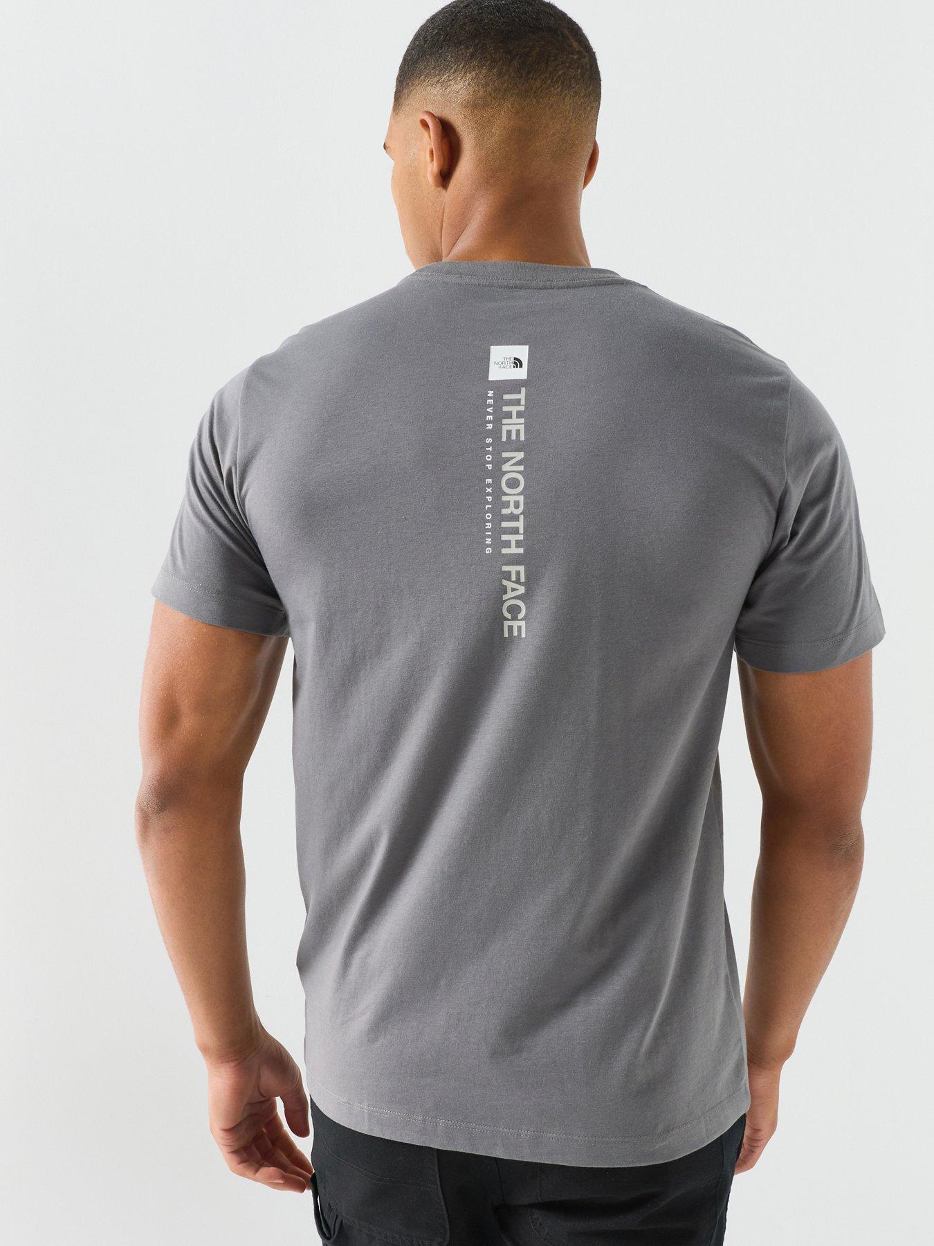 Image 1 of 6 of The North Face Mens Vertical Back Logo Graphic T-Shirt - Grey