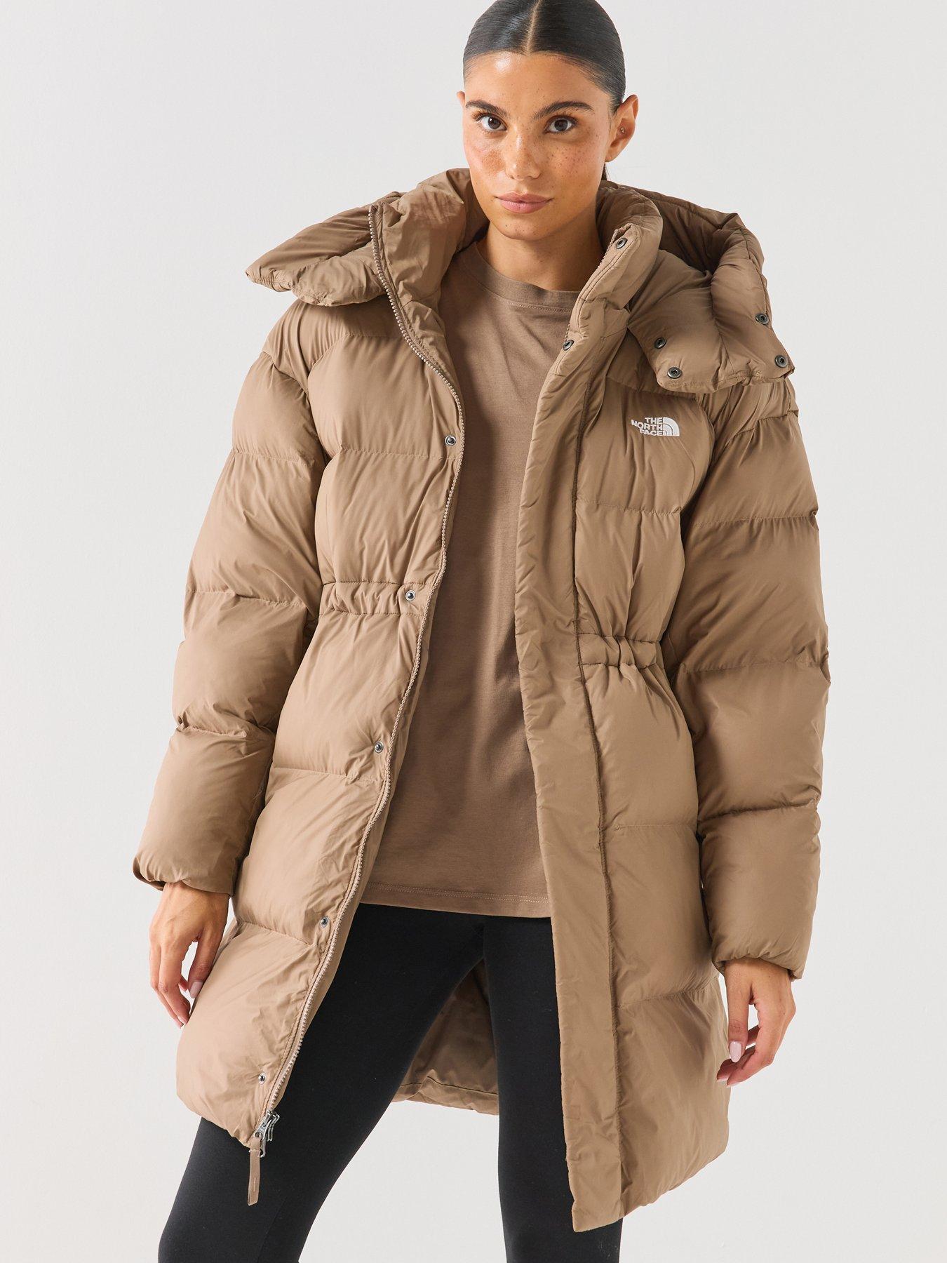 Image 1 of 6 of The North Face Womens Oversized Puffer Adjustable Hood Parka - Brown