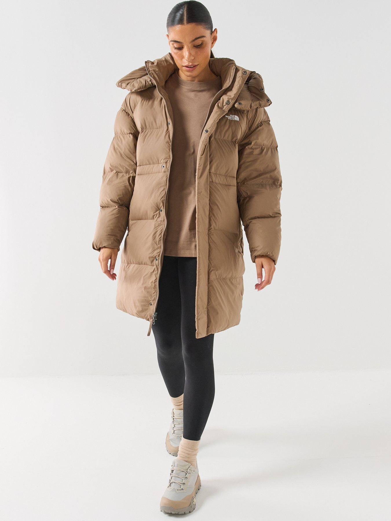 Image 3 of 6 of The North Face Womens Oversized Puffer Adjustable Hood Parka - Brown