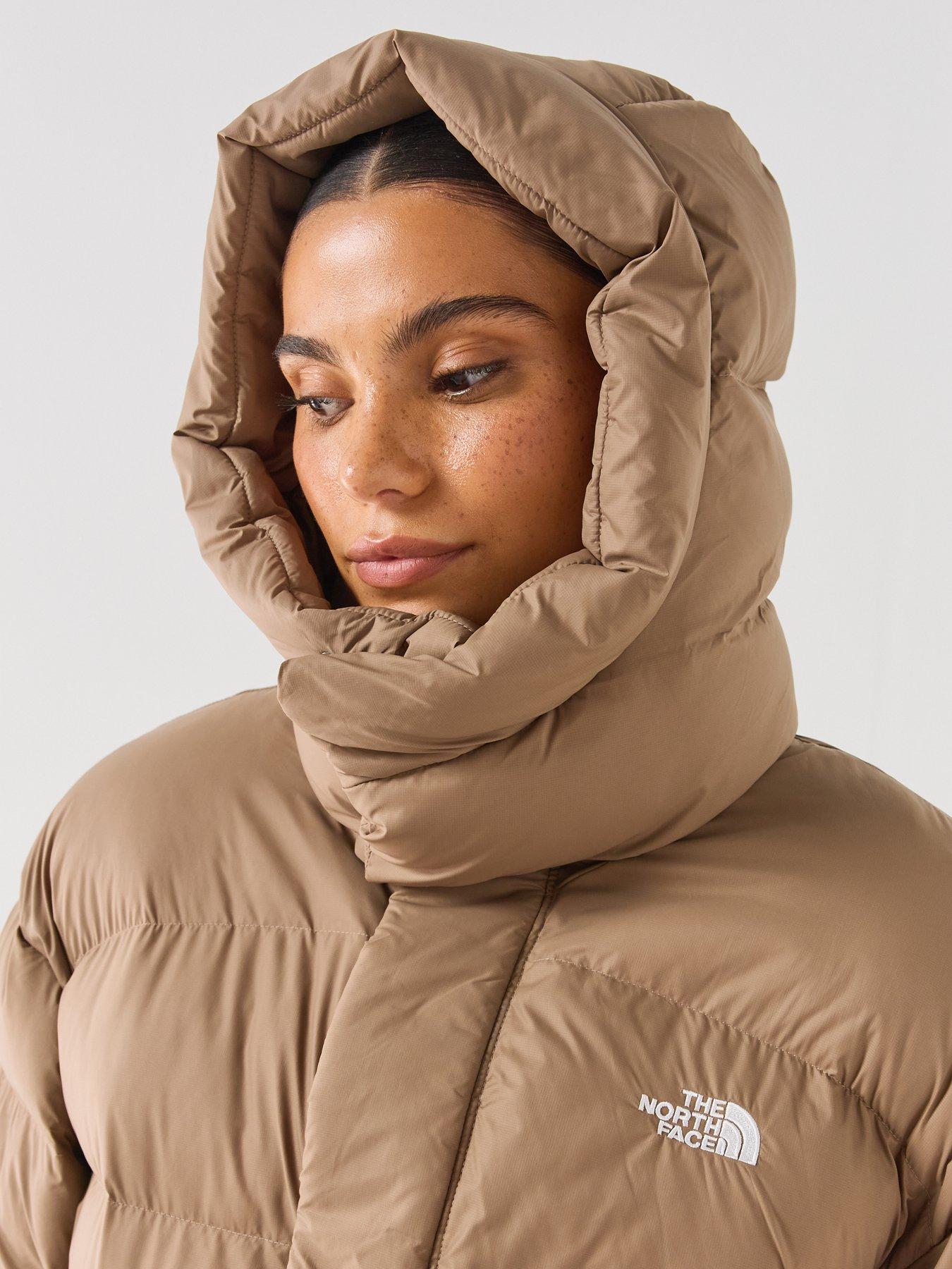 Image 4 of 6 of The North Face Womens Oversized Puffer Adjustable Hood Parka - Brown
