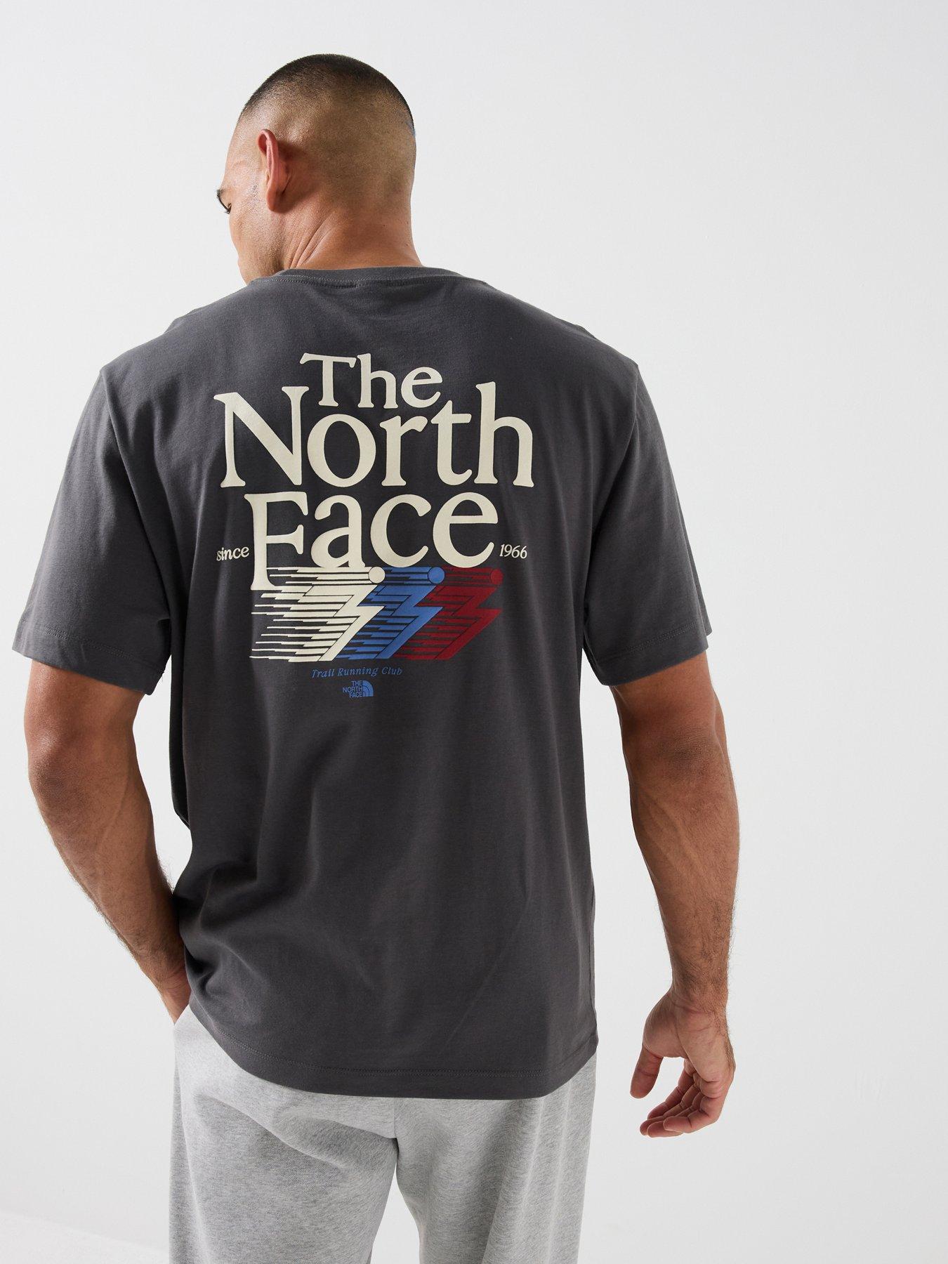 The North Face Men's Relaxed Graphic Cotton T-Shirt with Retro Back Print - Grey