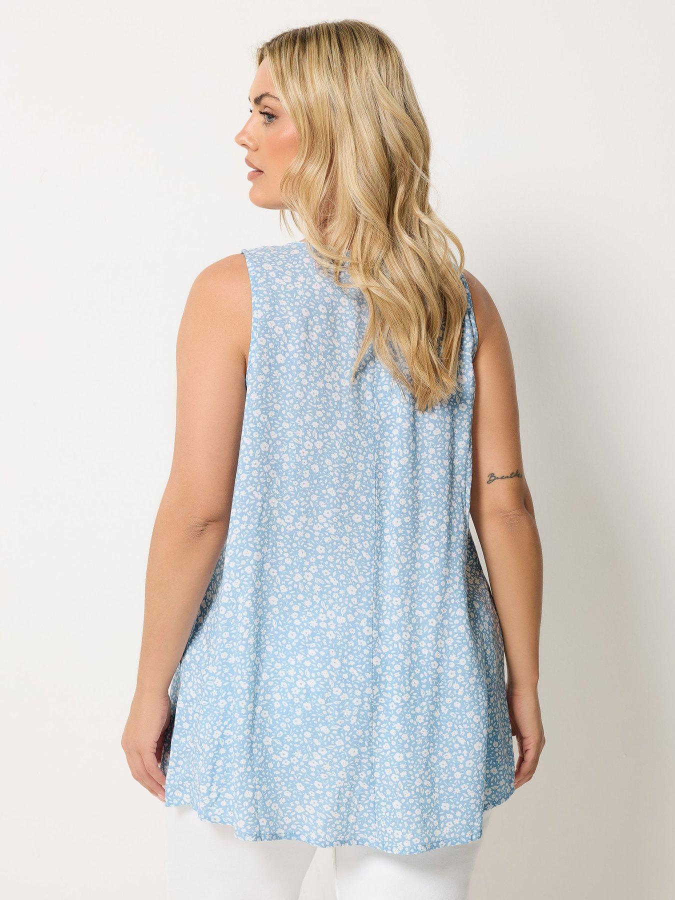 Image 2 of 4 of Yours Curve Ditsy Floral Cami Vest Top - Blue