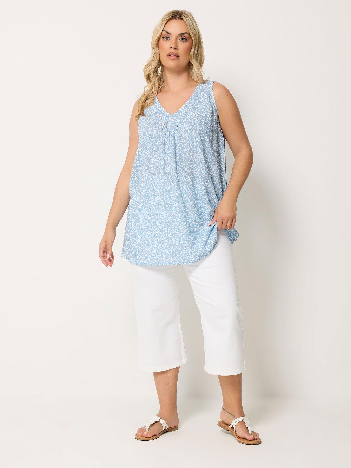 Image 3 of 4 of Yours Curve Ditsy Floral Cami Vest Top - Blue