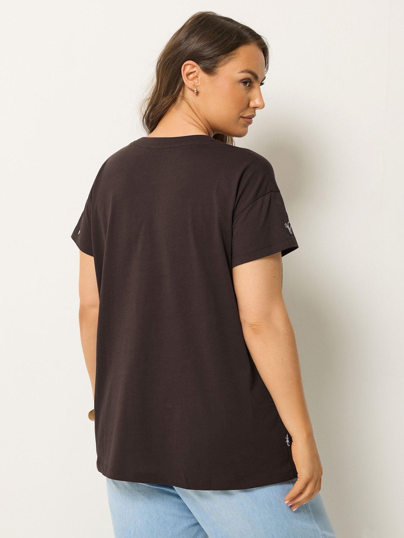 Image 2 of 4 of Yours Curve Regular Crew Neck Tops - Brown