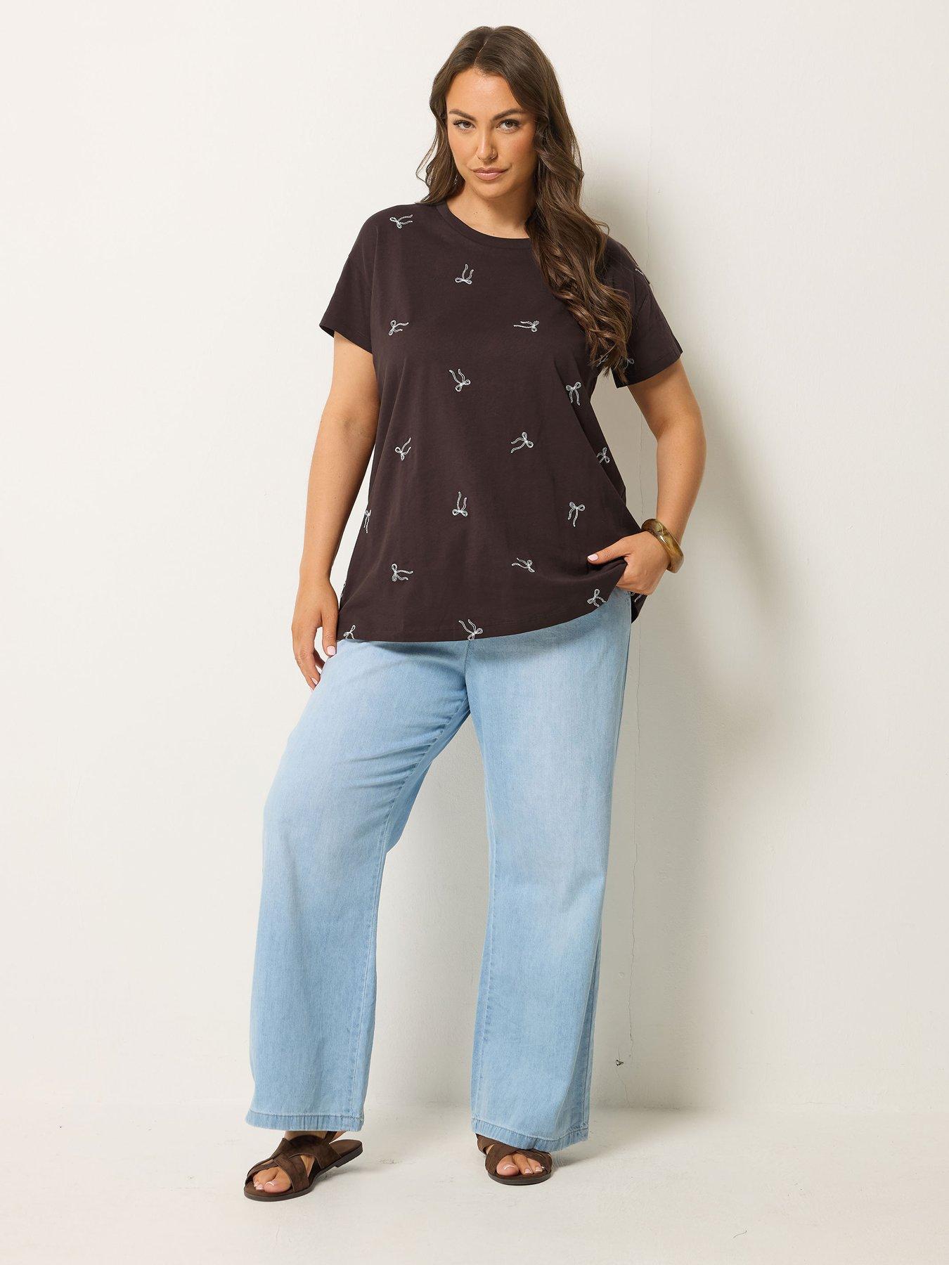 Image 3 of 4 of Yours Curve Regular Crew Neck Tops - Brown