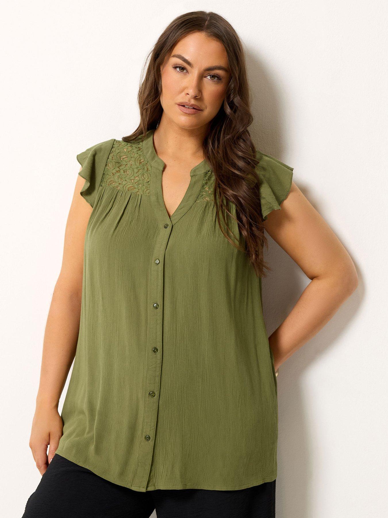 Image 1 of 4 of Yours Curve Crochet Blouse - Green