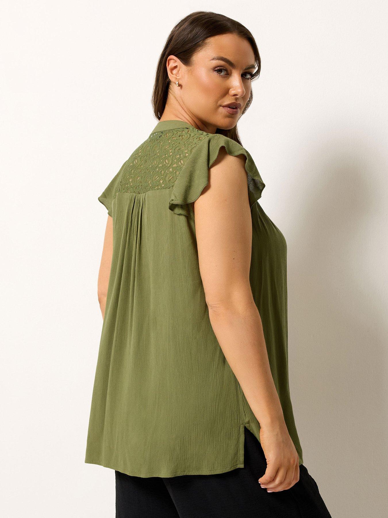 Image 2 of 4 of Yours Curve Crochet Blouse - Green