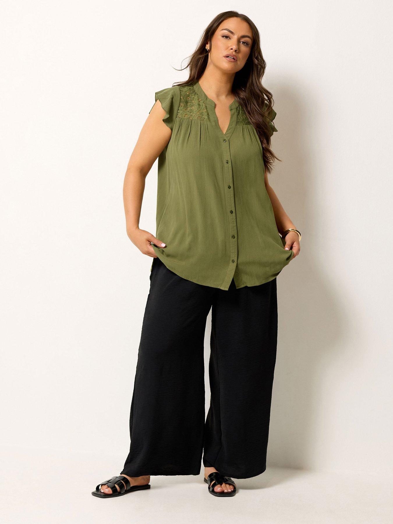 Image 3 of 4 of Yours Curve Crochet Blouse - Green
