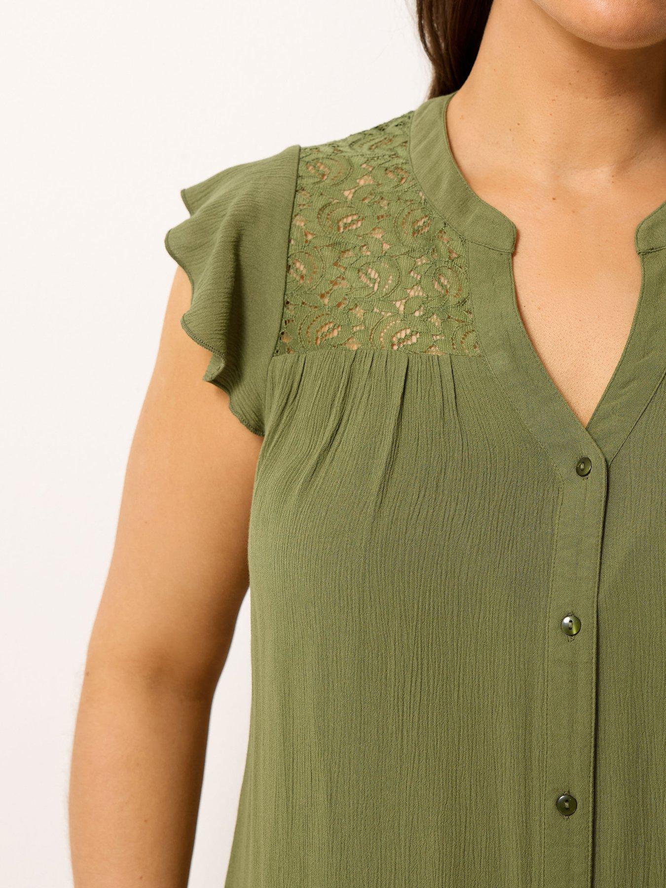 Image 4 of 4 of Yours Curve Crochet Blouse - Green