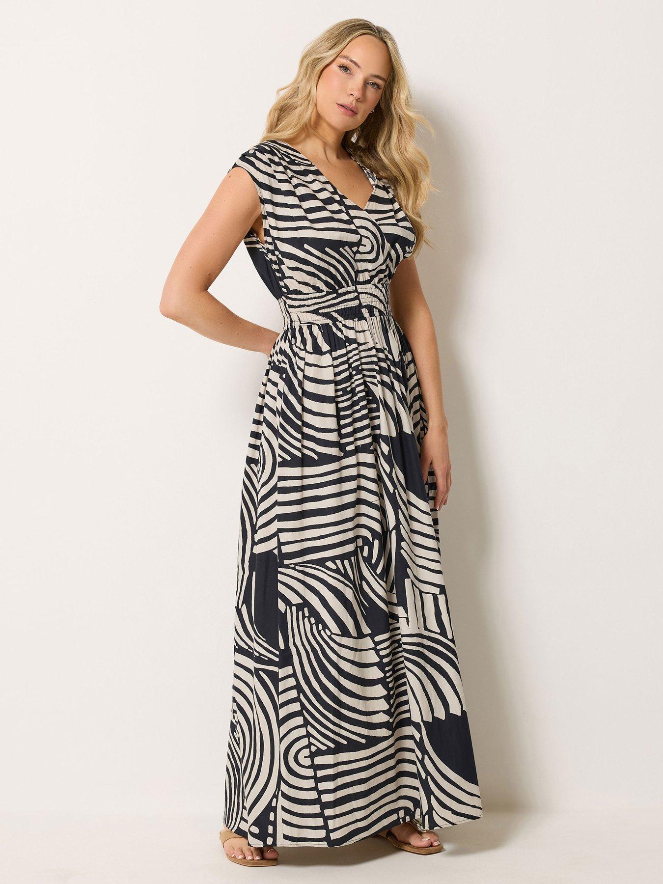 Image 1 of 4 of Long Tall Sally Abstract Wrap Maxi Dress - Black