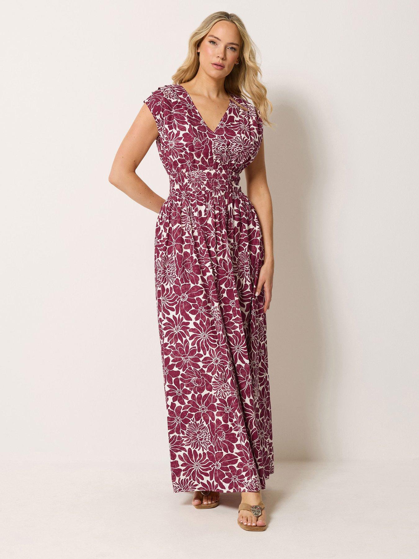 Long Tall Sally Tall Floral Cotton Wrap Maxi Dress - Red