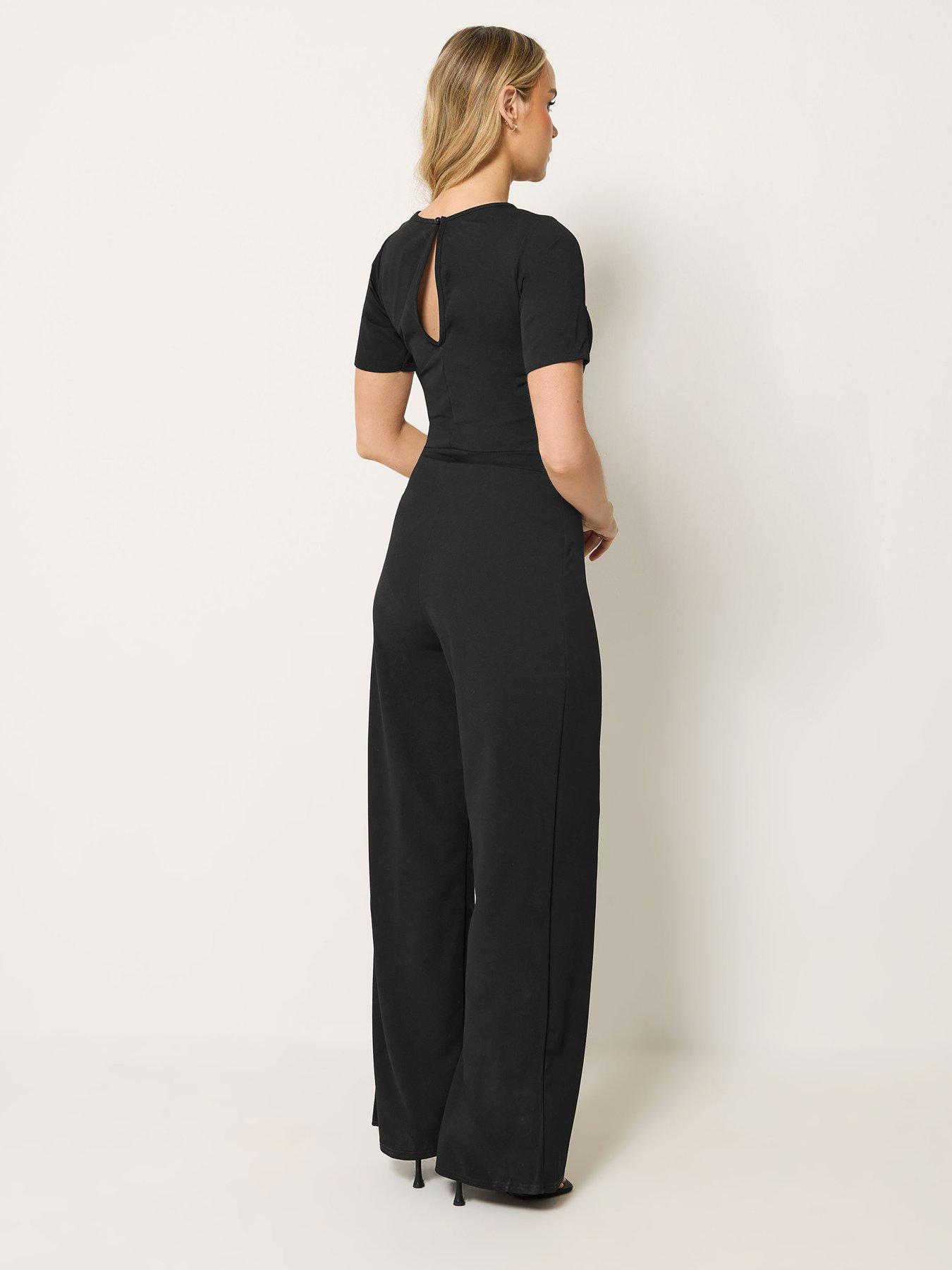Image 2 of 4 of Long Tall Sally Scuba Belted Jumpsuit - Black