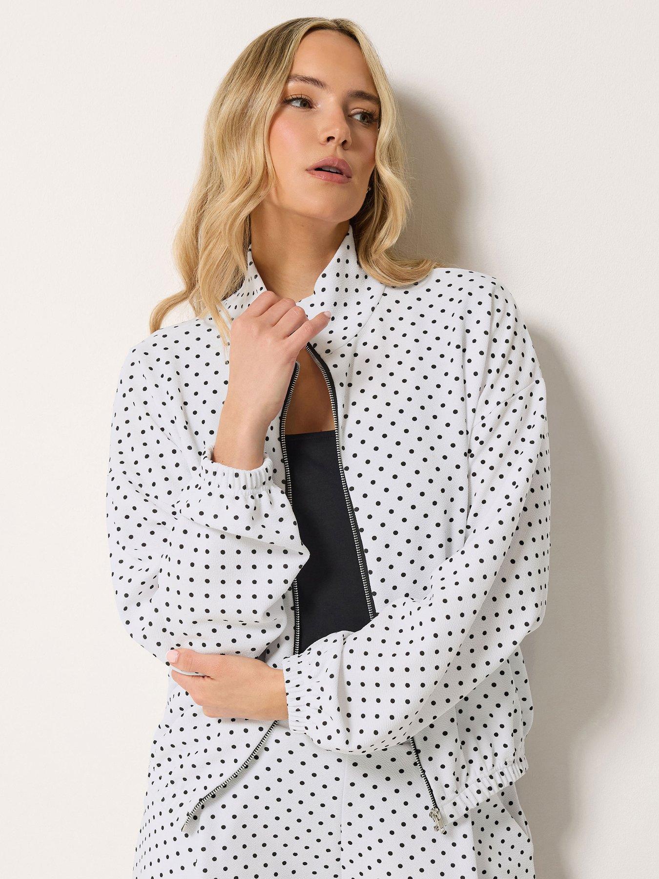 Image 1 of 4 of Long Tall Sally Polka Dot Funnel Neck Jacket - White