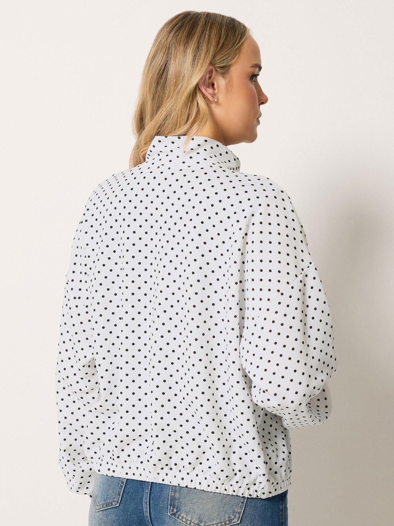 Image 2 of 4 of Long Tall Sally Polka Dot Funnel Neck Jacket - White