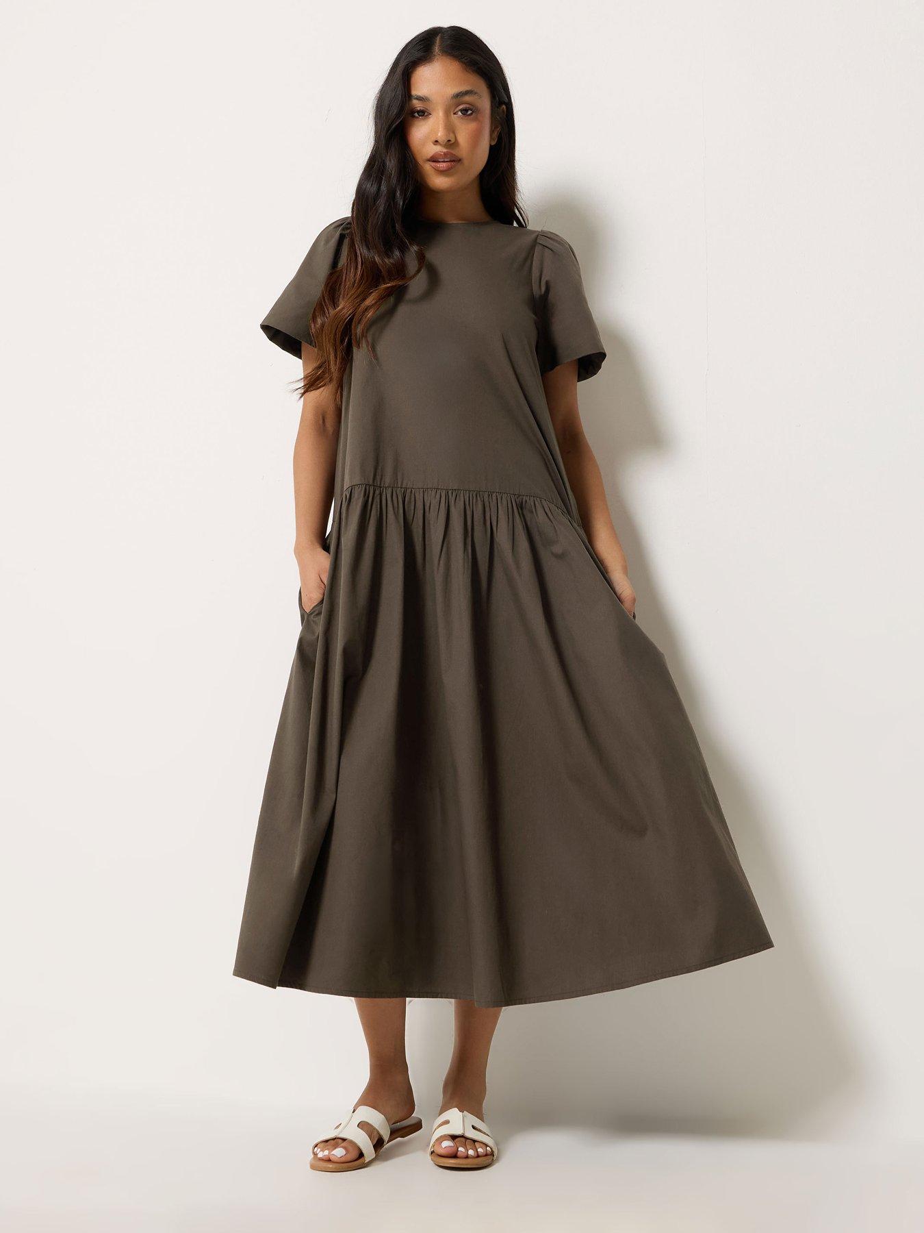 PixieGirl Petite Poplin Volume Maxi Dress