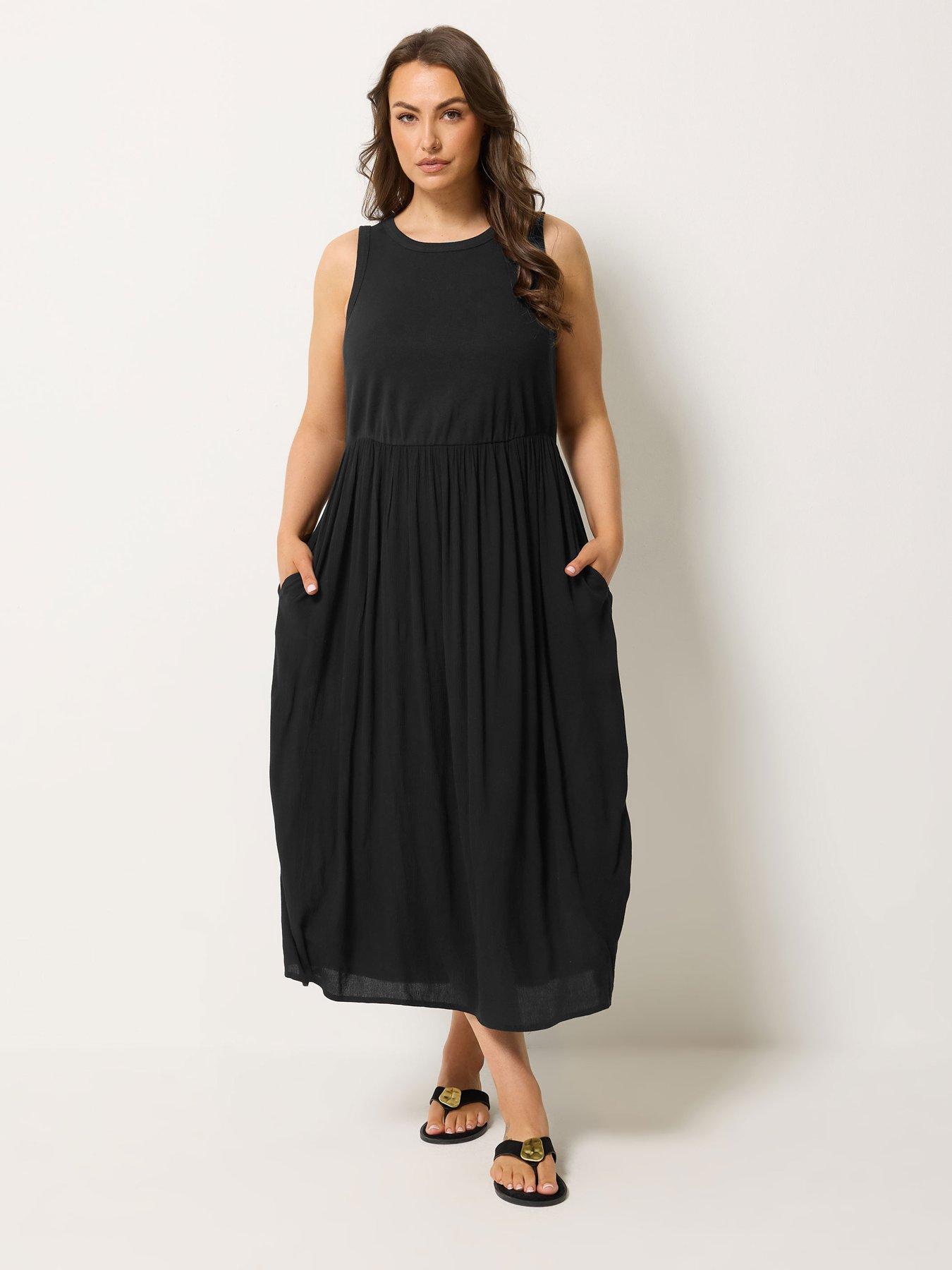 Image 1 of 4 of Yours Curve Mixed Maxi Dress - Black