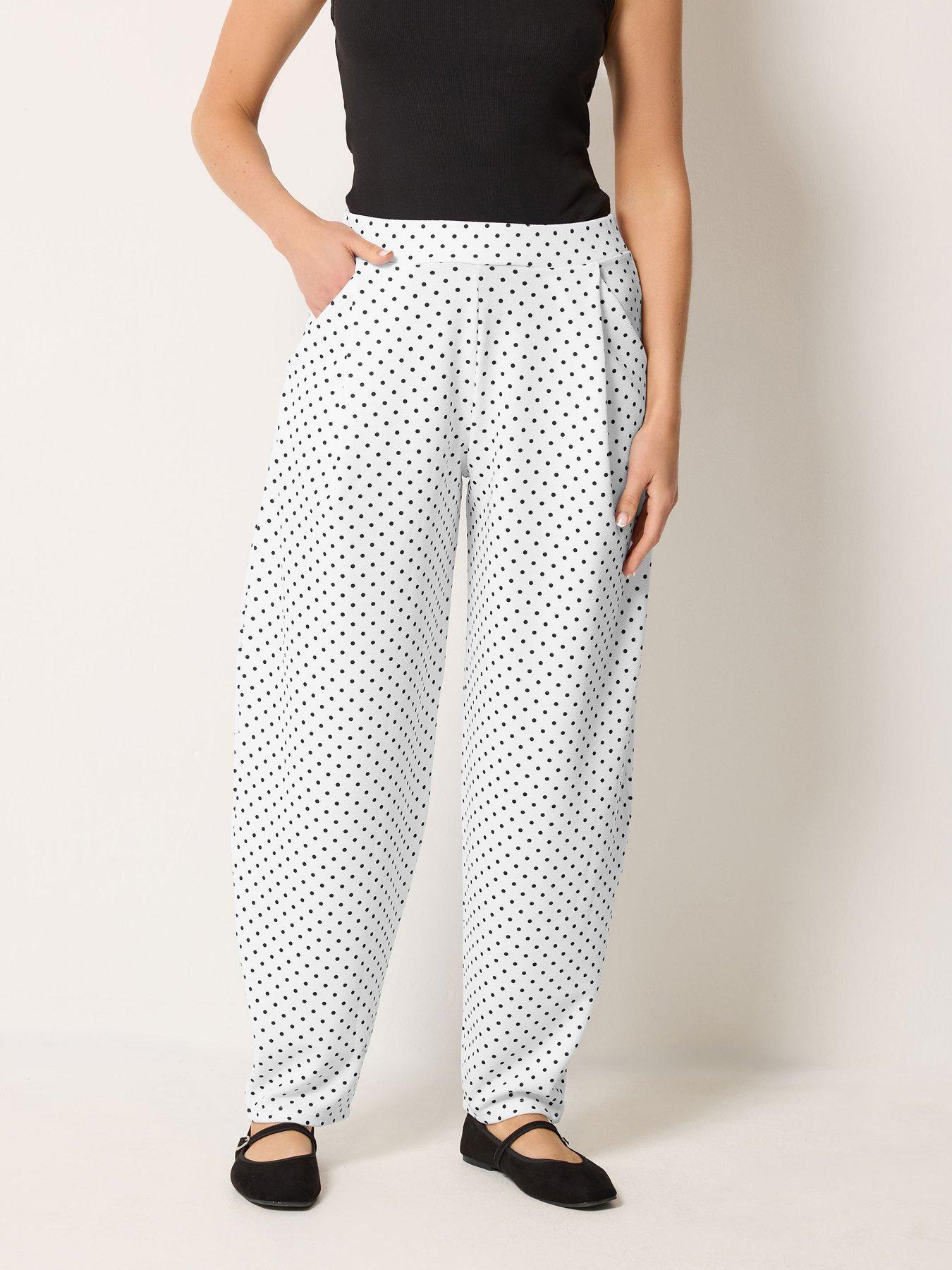 Long Tall Sally Polkadot Barrel Trouser 36" - Black