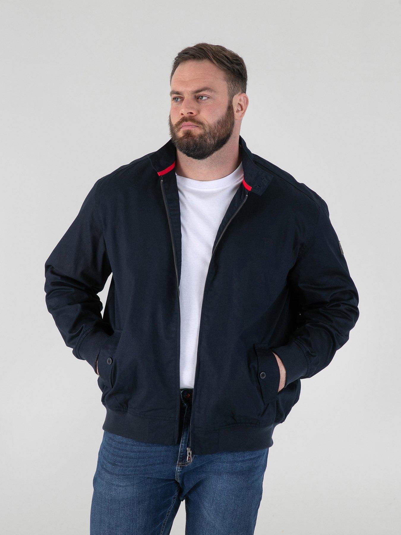 D555 Harrington Jacket With Elasticated Rib Hem And Cuffs - Navy
