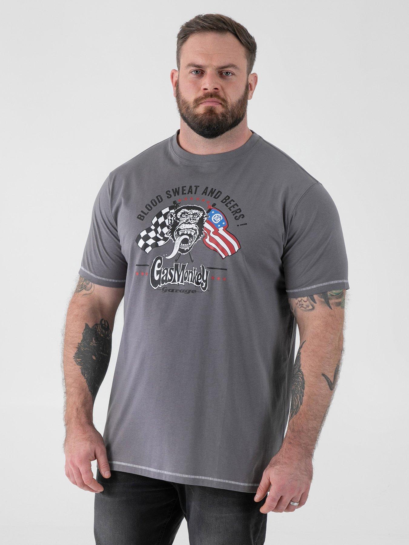 D555 Official Gas Monkey Printed Crew Neck T-Shirt - Grey