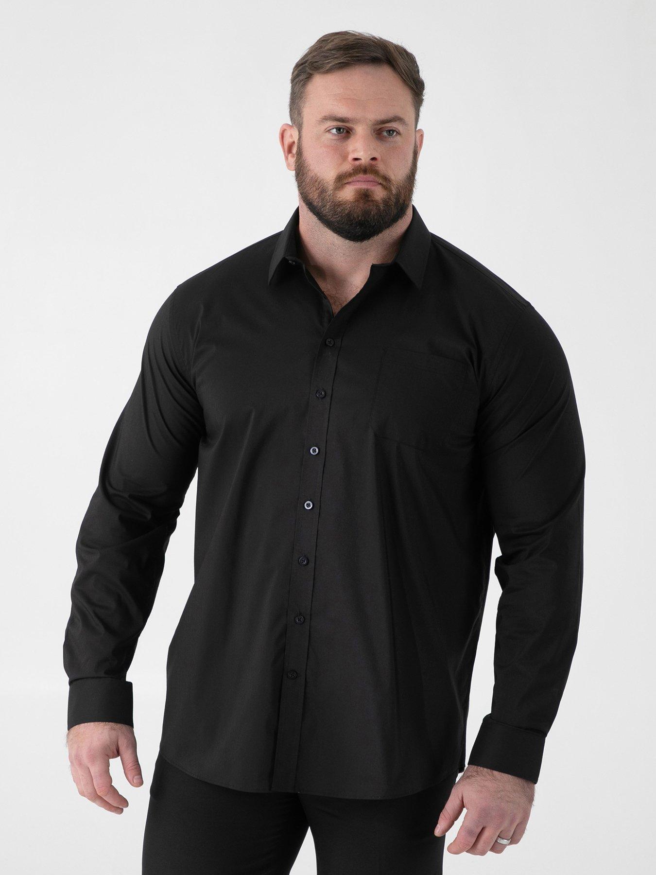 D555 Ultimate Stain Resist Non Iron Long Sleeve Stretch Shirt - Black