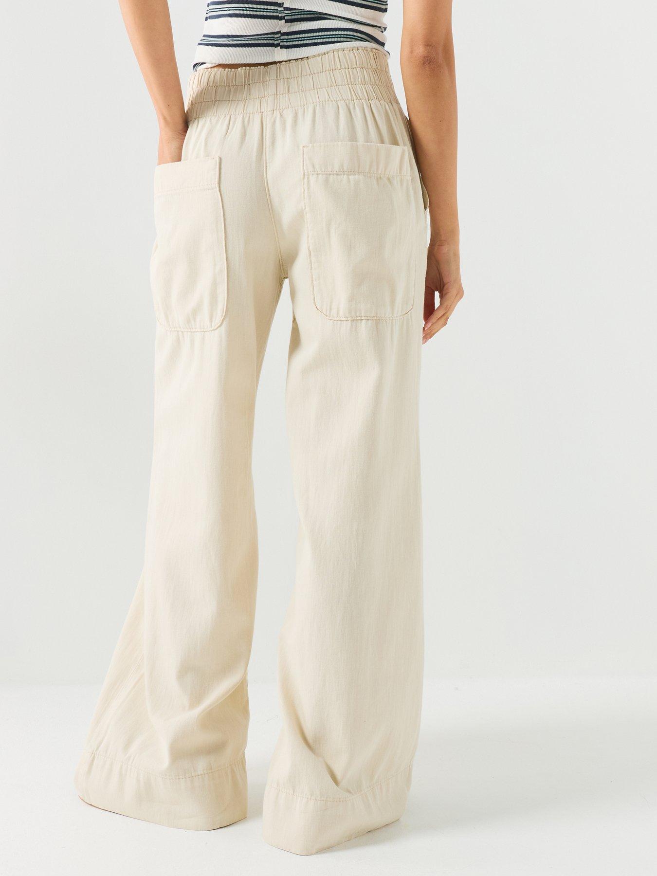 Image 2 of 5 of FREE PEOPLE Pull-On Wide Leg Denim Jeans - White