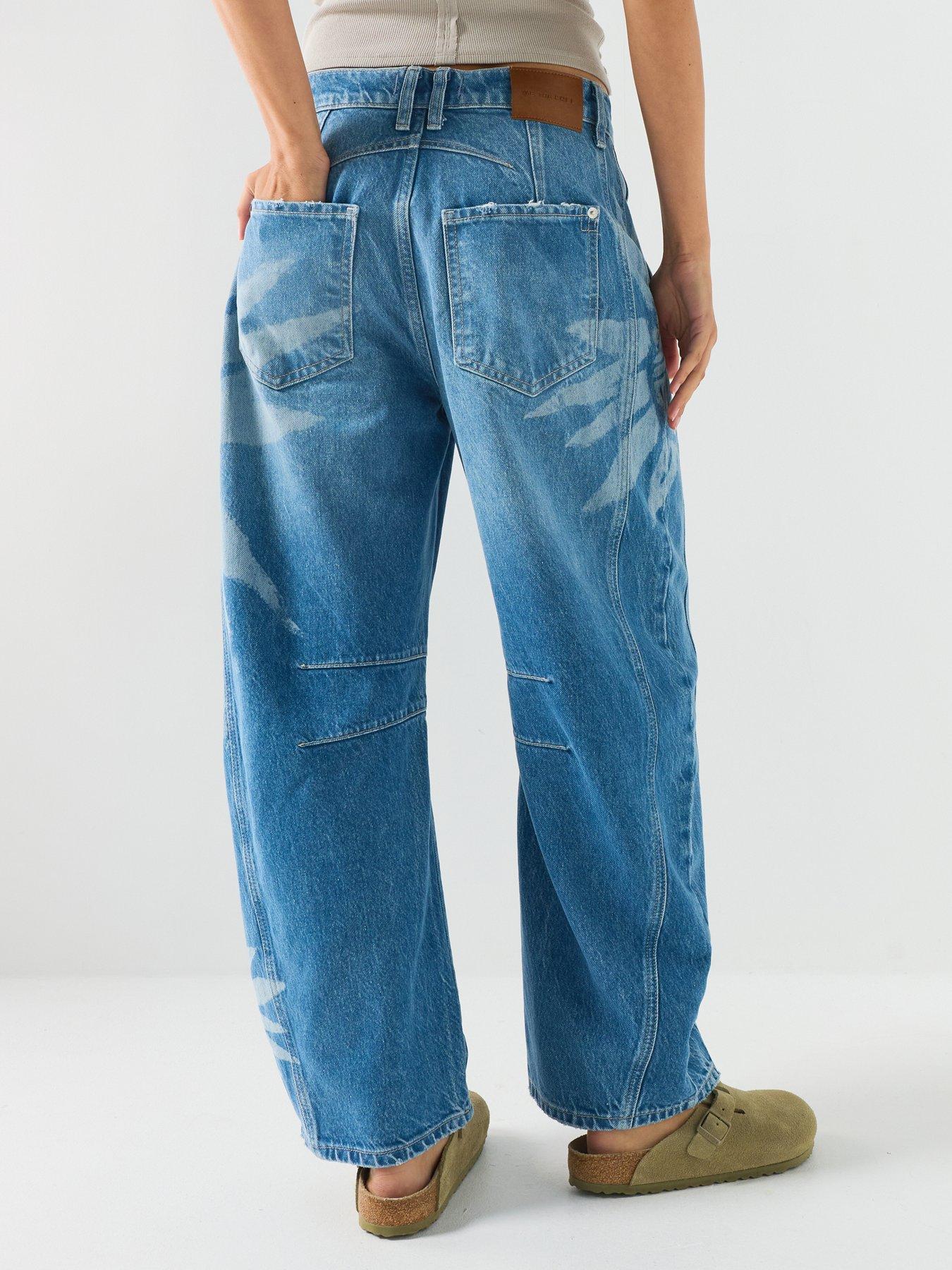 Image 2 of 6 of FREE PEOPLE Printed Barrel Leg Jeans - Blue