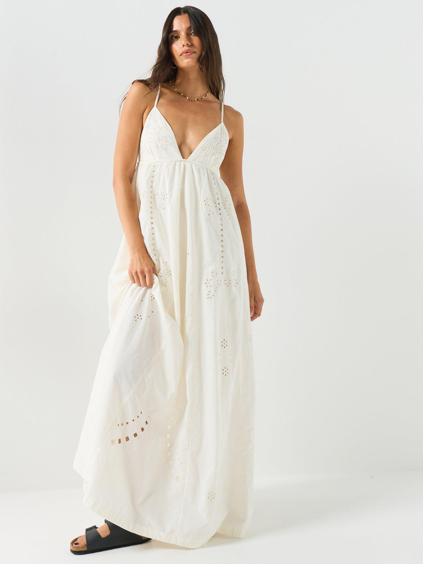 Image 1 of 5 of FREE PEOPLE Embroidered Cutwork Maxi Dress - White