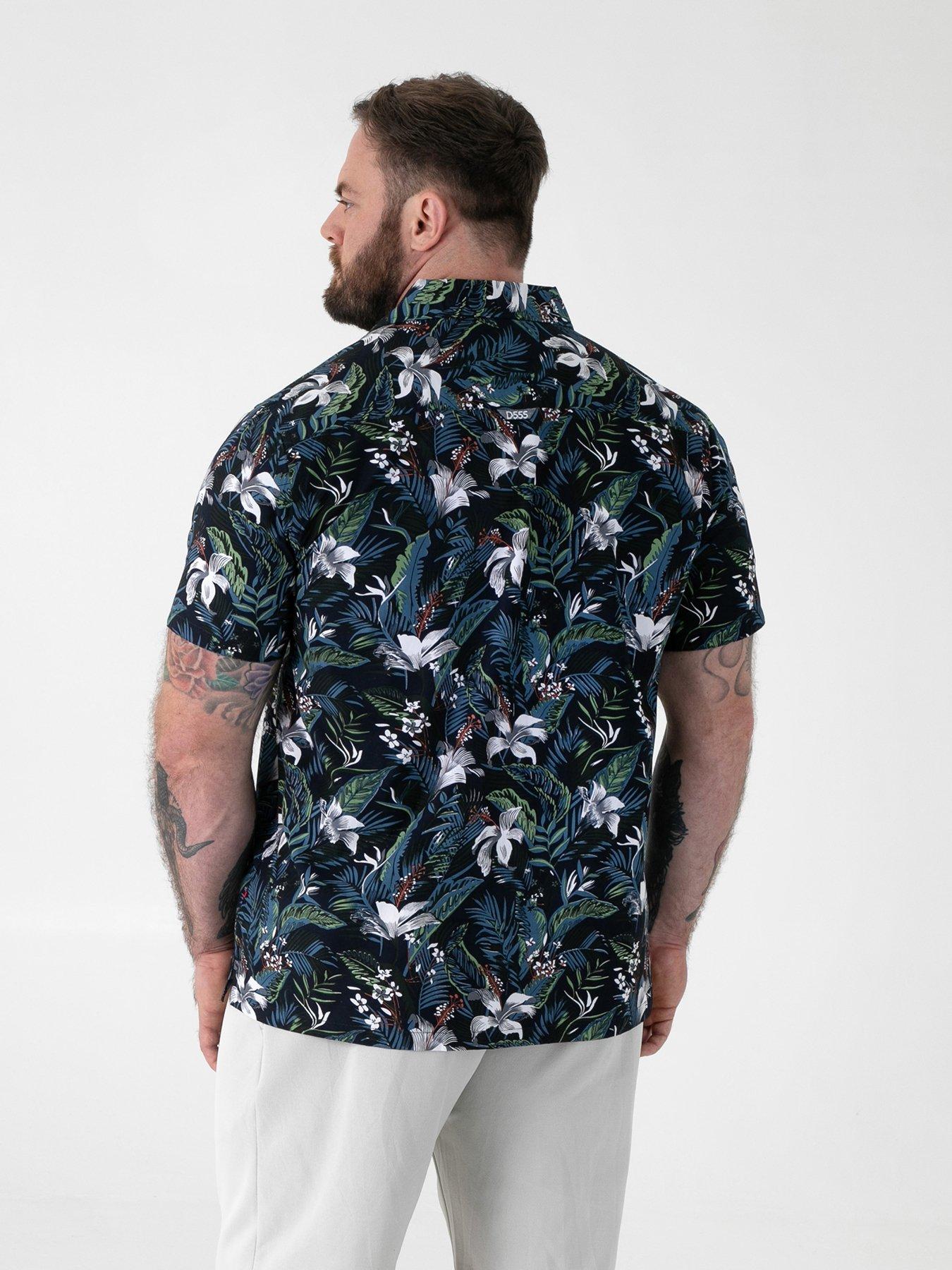 Image 2 of 6 of D555 Hawaiian Printed Cuban Collar Resort Short Sleeve Shirt - Blue