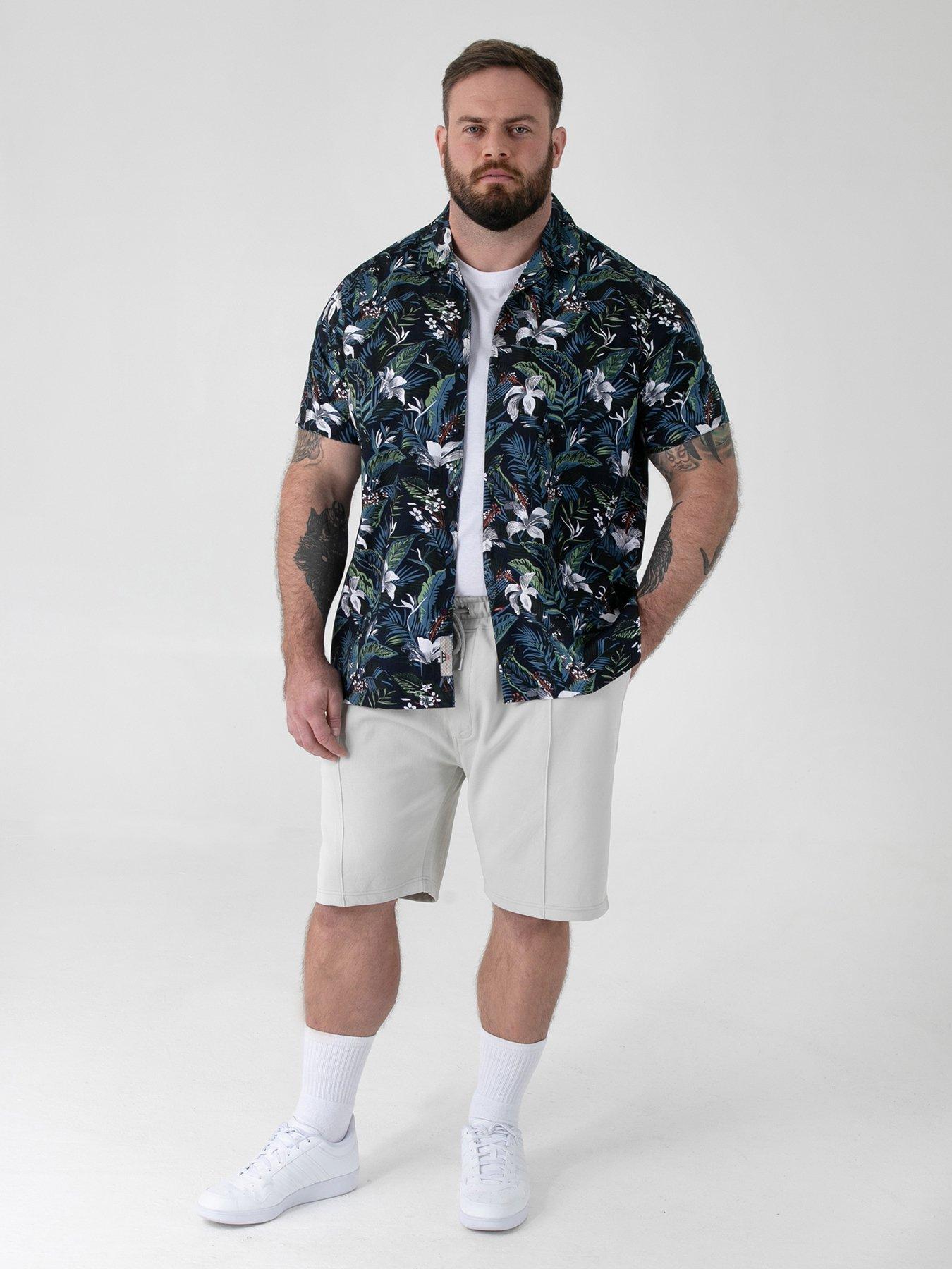 Image 3 of 6 of D555 Hawaiian Printed Cuban Collar Resort Short Sleeve Shirt - Blue