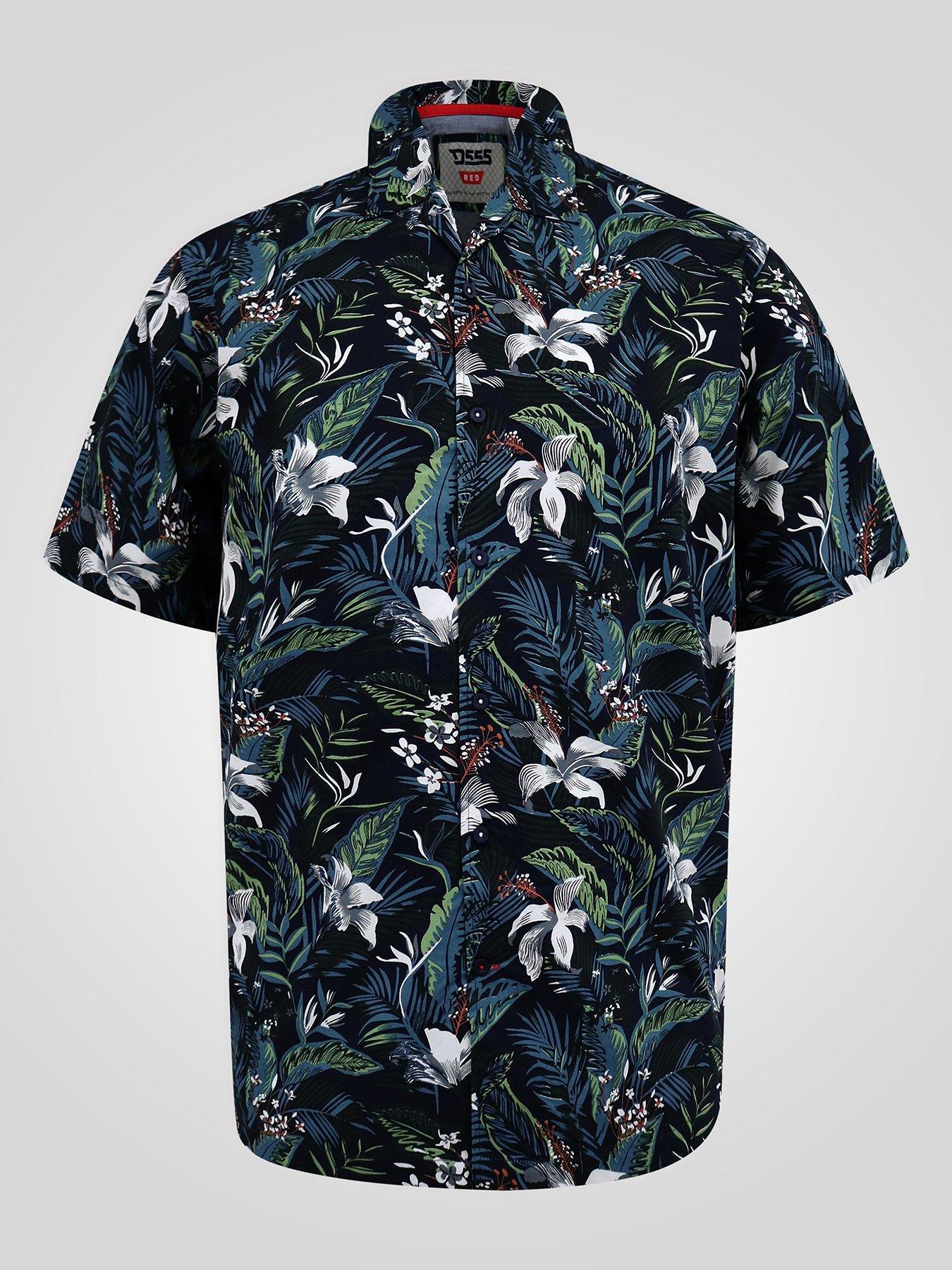 Image 6 of 6 of D555 Hawaiian Printed Cuban Collar Resort Short Sleeve Shirt - Blue