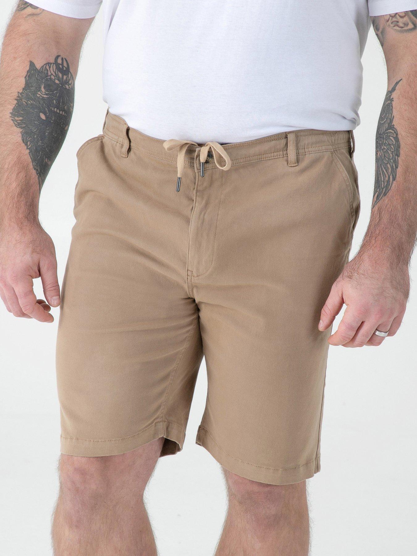 D555 Sand Full Elastic Waist Stretch Shorts With Drawcord - Beige