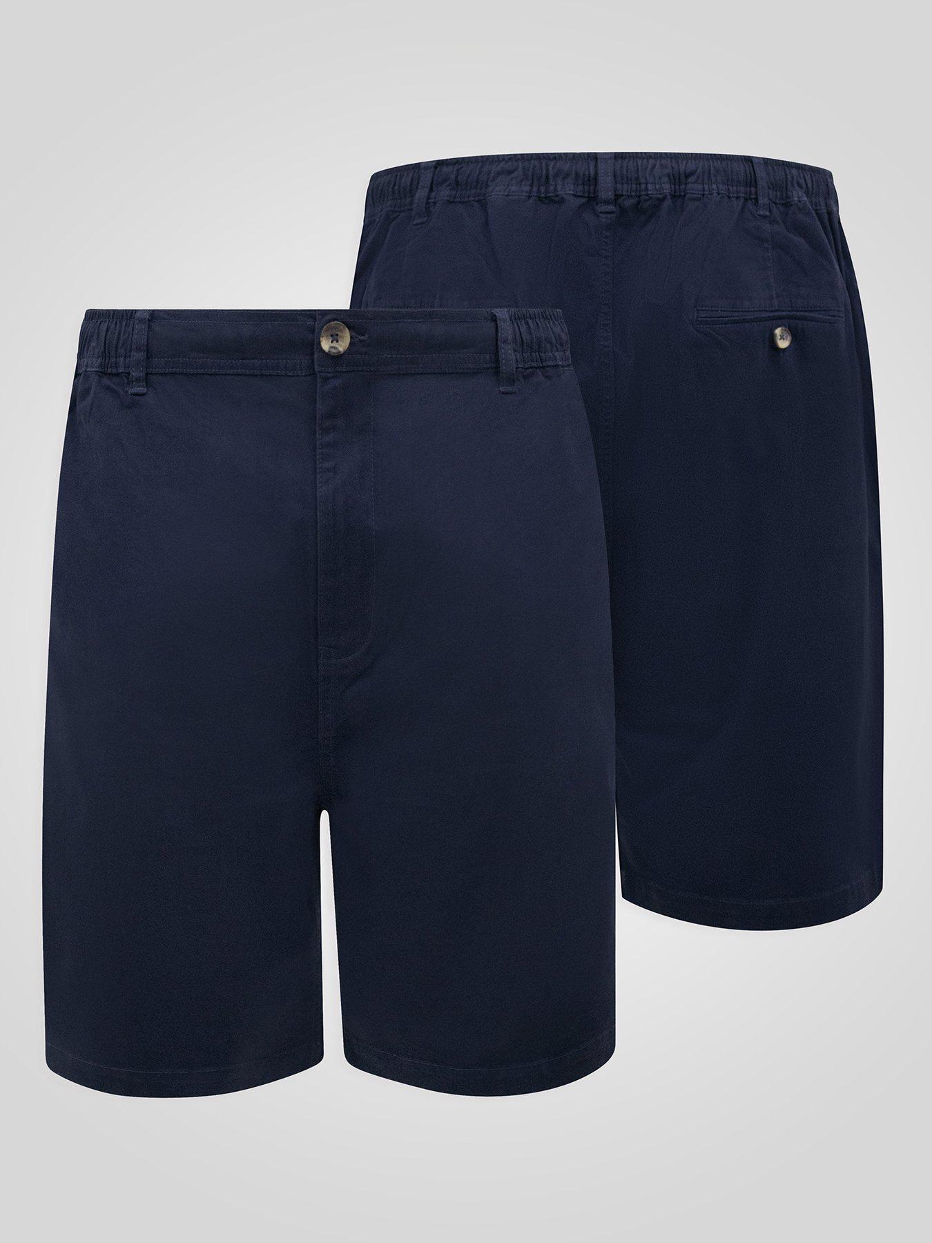 Image 6 of 6 of D555 Full Elastic Waist Stretch Shorts With Drawcord - Navy