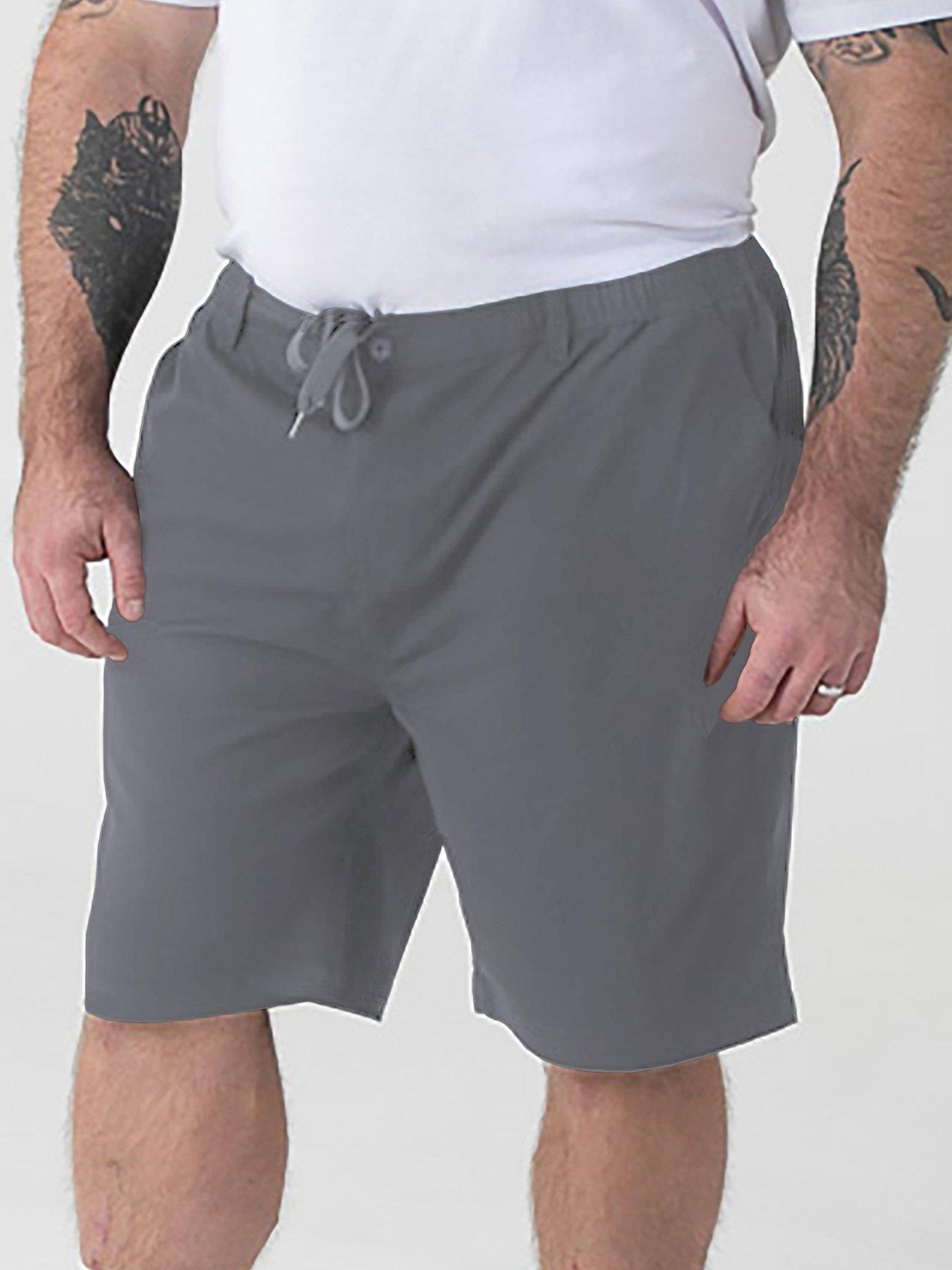 D555 Steel Grey Full Elastic Waist Stretch Shorts With Drawcord