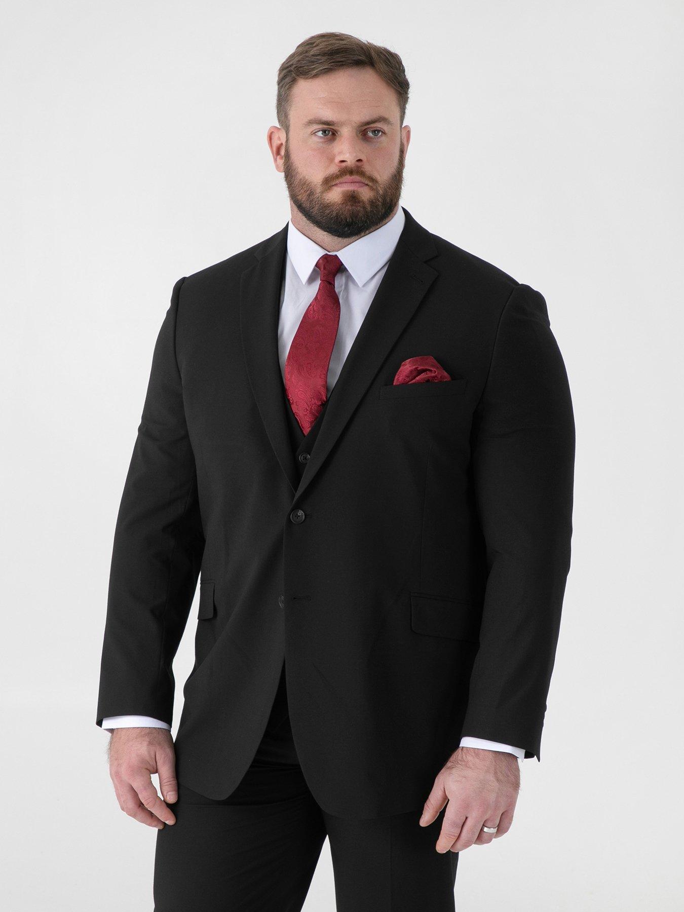D555 Black 4 Way Stretch Tailored Suit Jacket