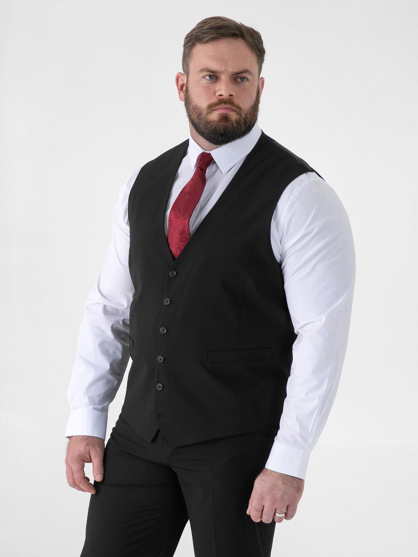 D555 D555 Black 4 Way Stretch Tailored Waistcoat