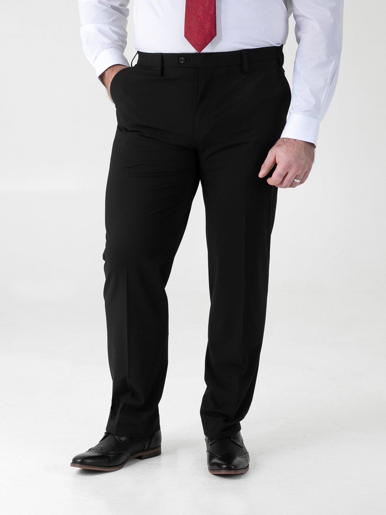 D555 Black 4 Way Stretch Relaxed Suit Trousers