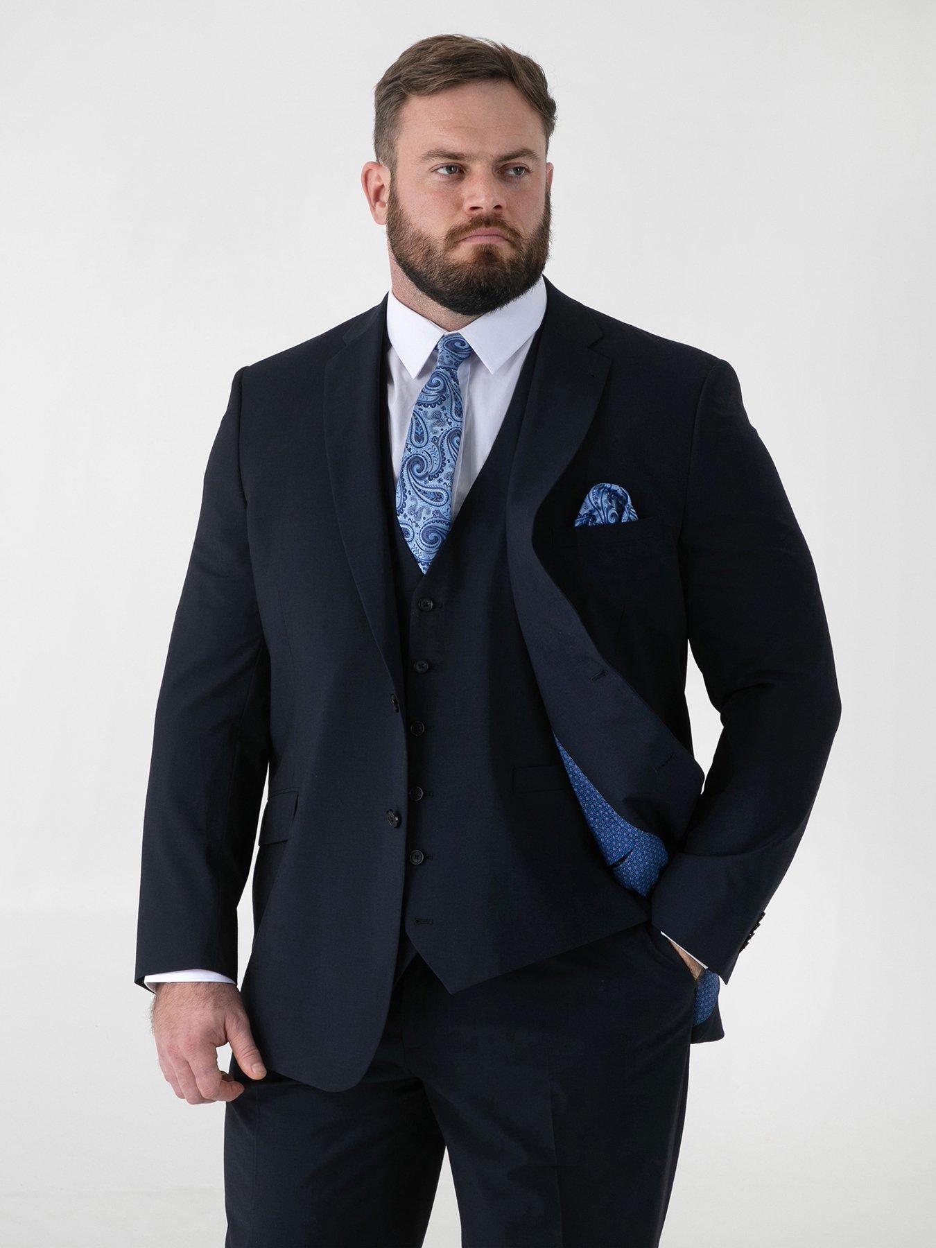 D555 Navy 4 Way Stretch Tailored Suit Jacket