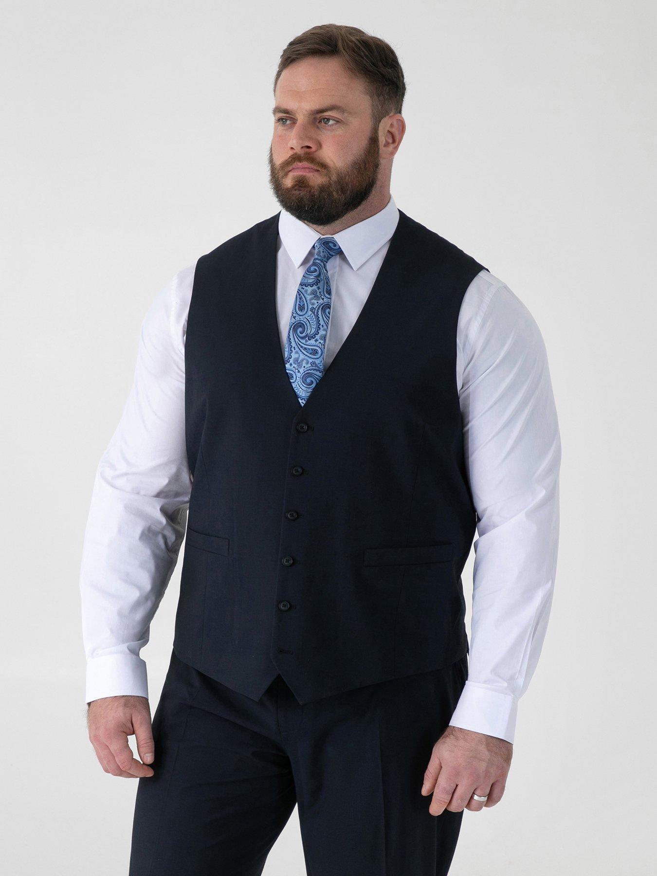 D555 Navy 4 Way Stretch Tailored Waistcoat