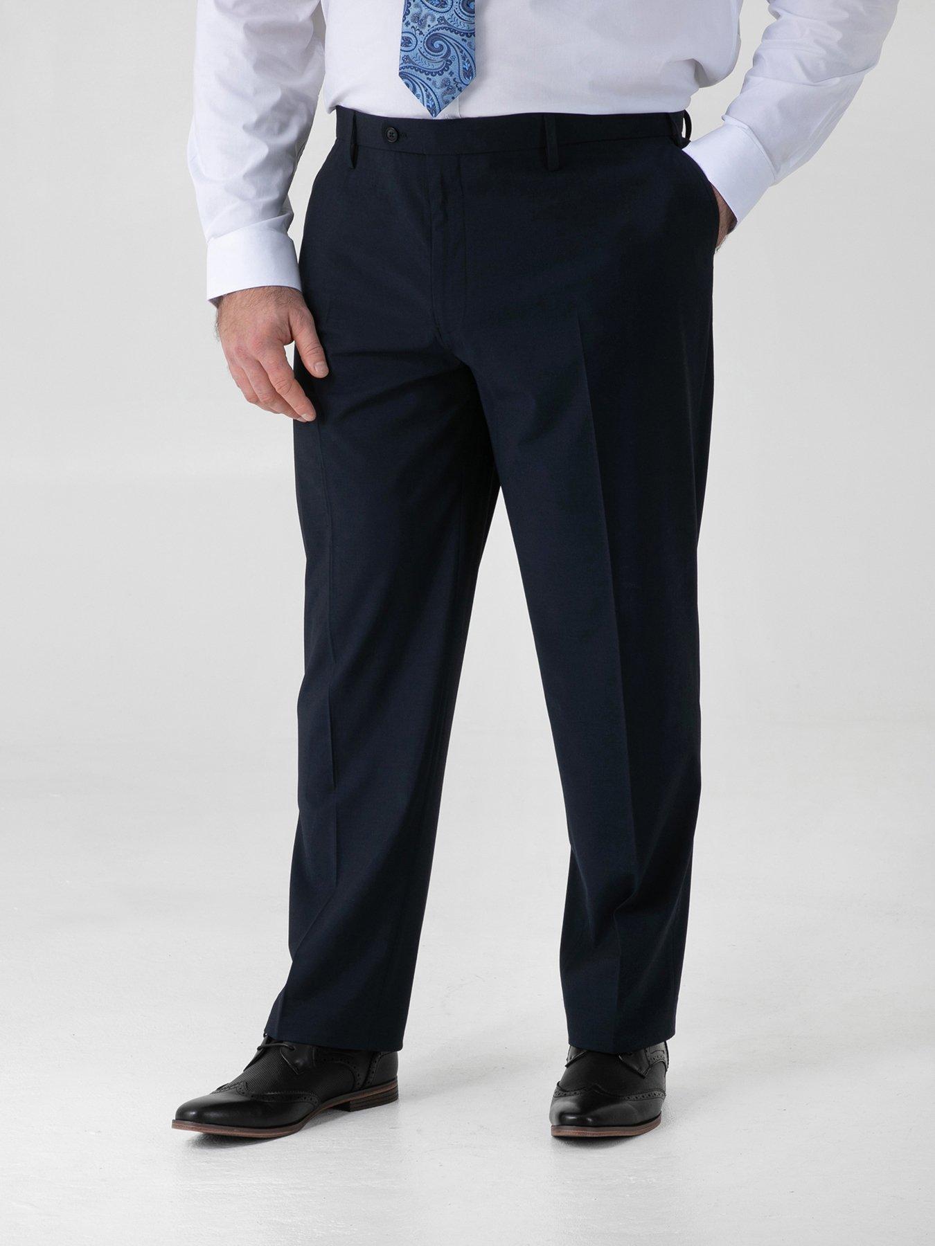 D555 Navy 4 Way Stretch Relaxed Suit Trousers