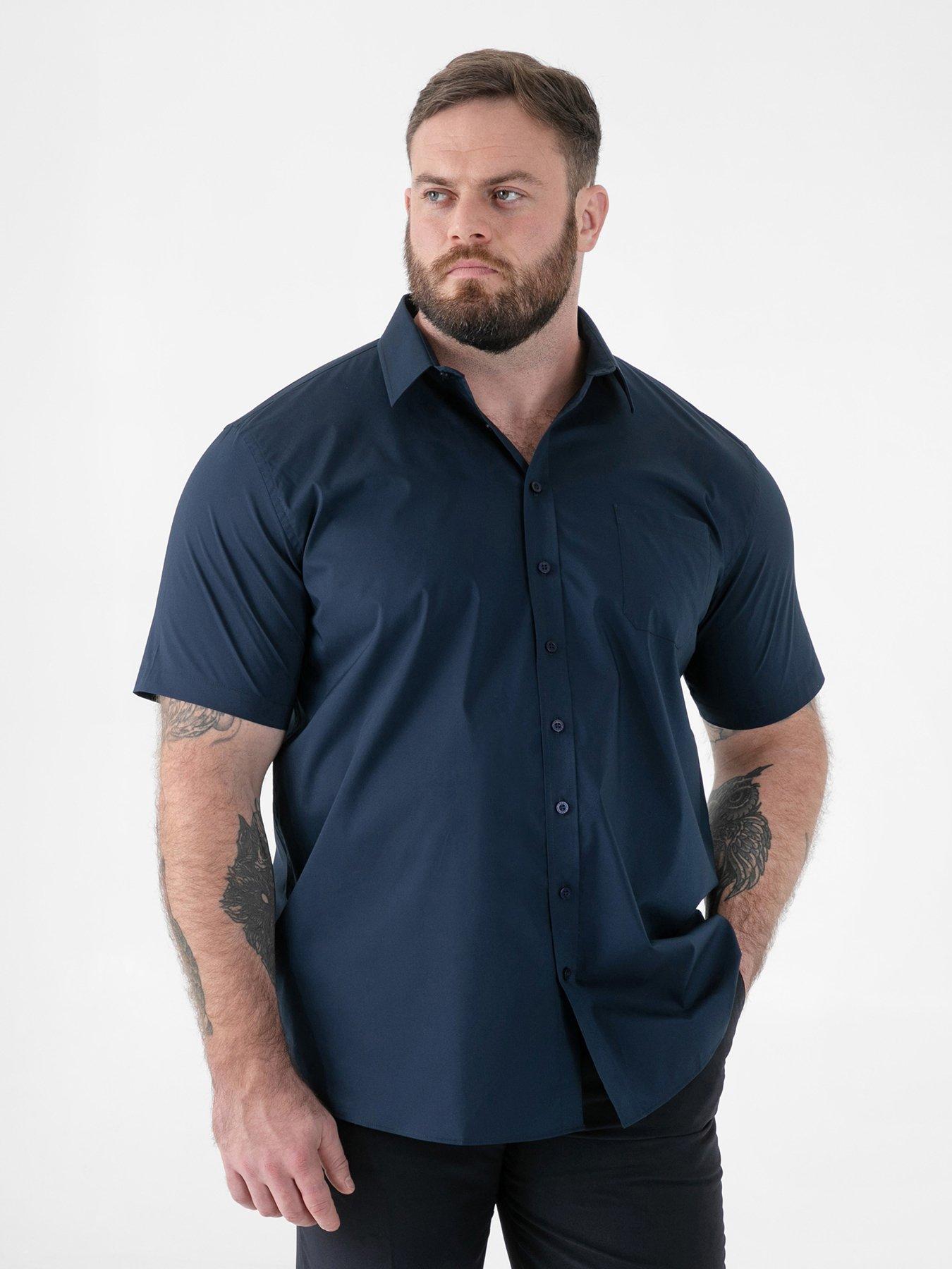 D555 Ultimate Stain Resist Non Iron Short Sleeve Stretch Shirt - Navy