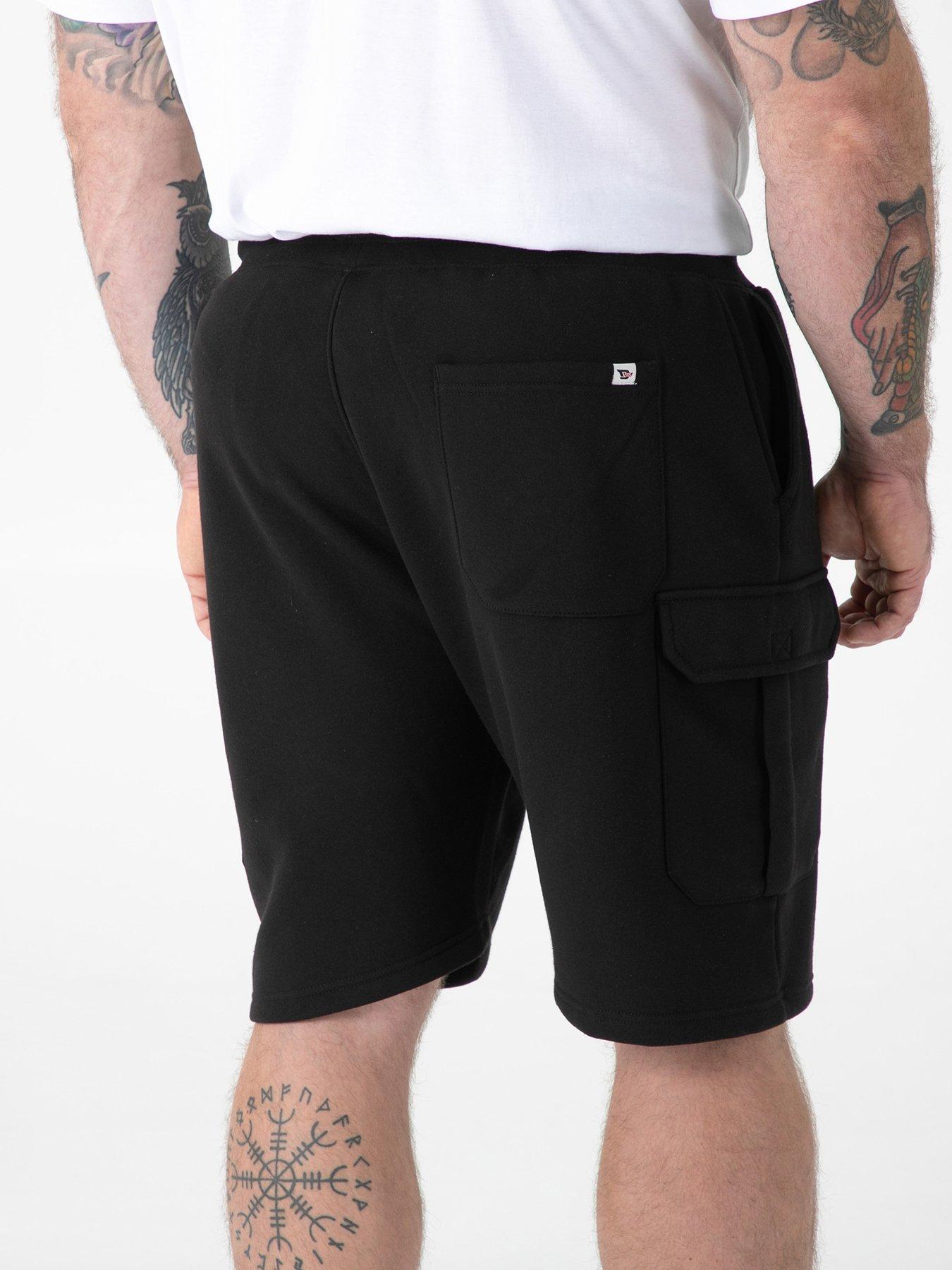 Image 2 of 5 of D555 Elasticated Waist Fleece Cargo Shorts With Bear Embroidery - Black