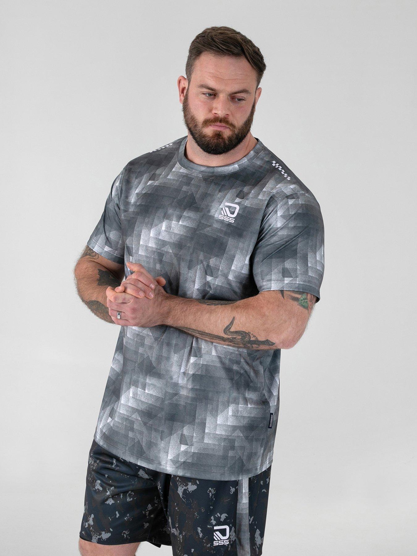 D555 Dry Wear Light Weight Aop Crew Neck T-Shirt - Grey