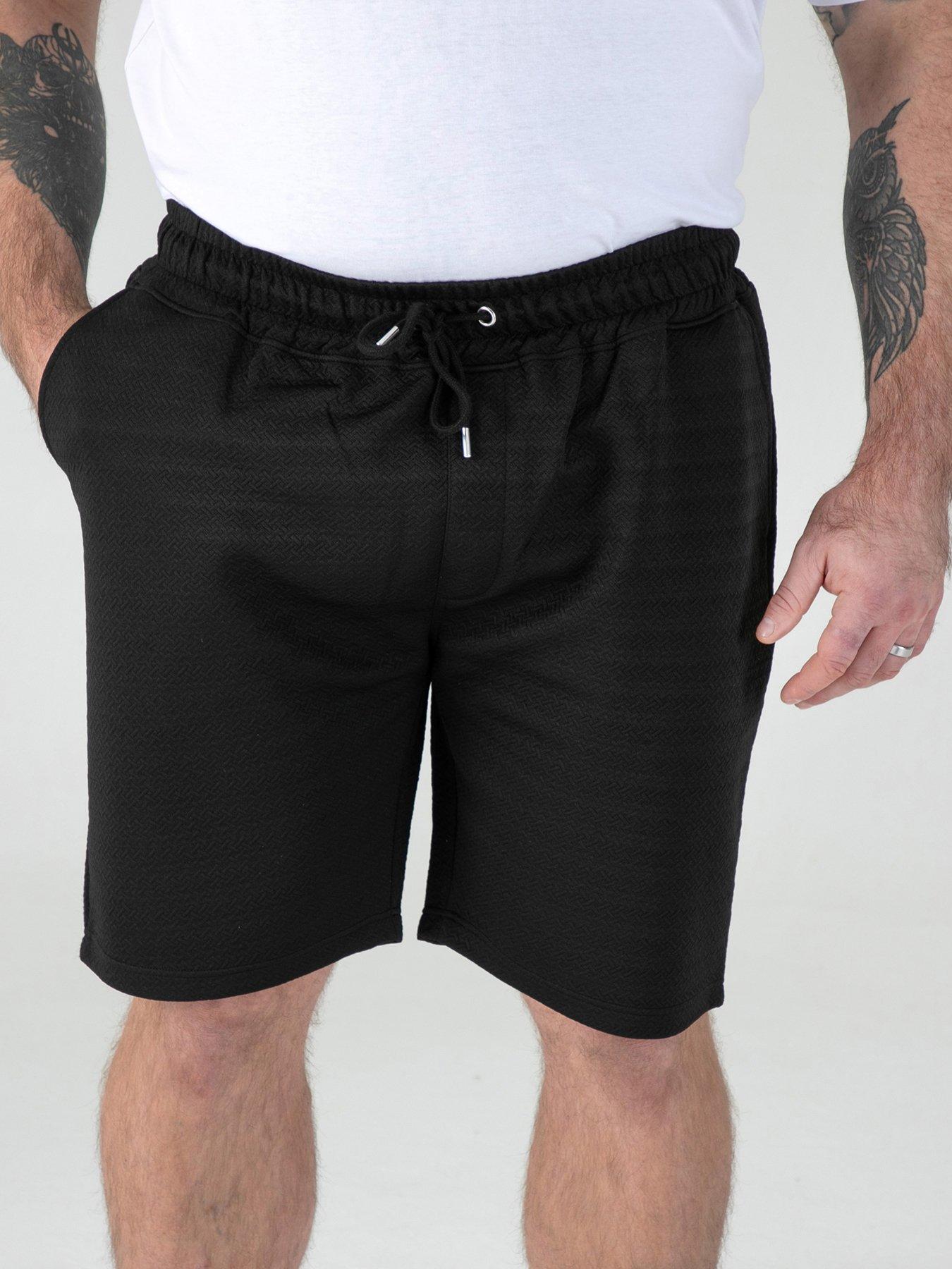 D555 Stretch Jacquard Elasticated Waist Shorts - Black